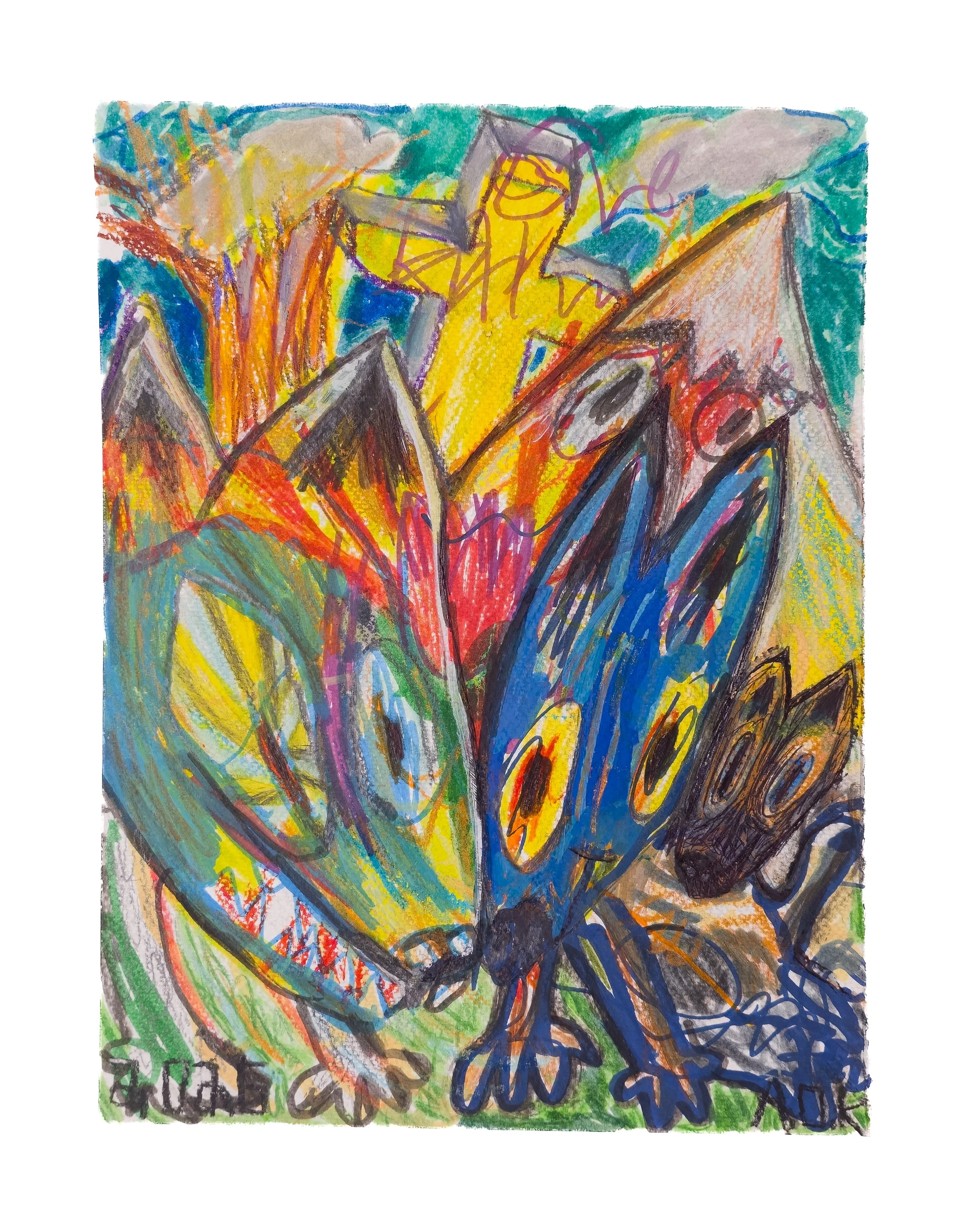 Us, 2026, mixed media on acrylic media paper, 9"x 12" (S)