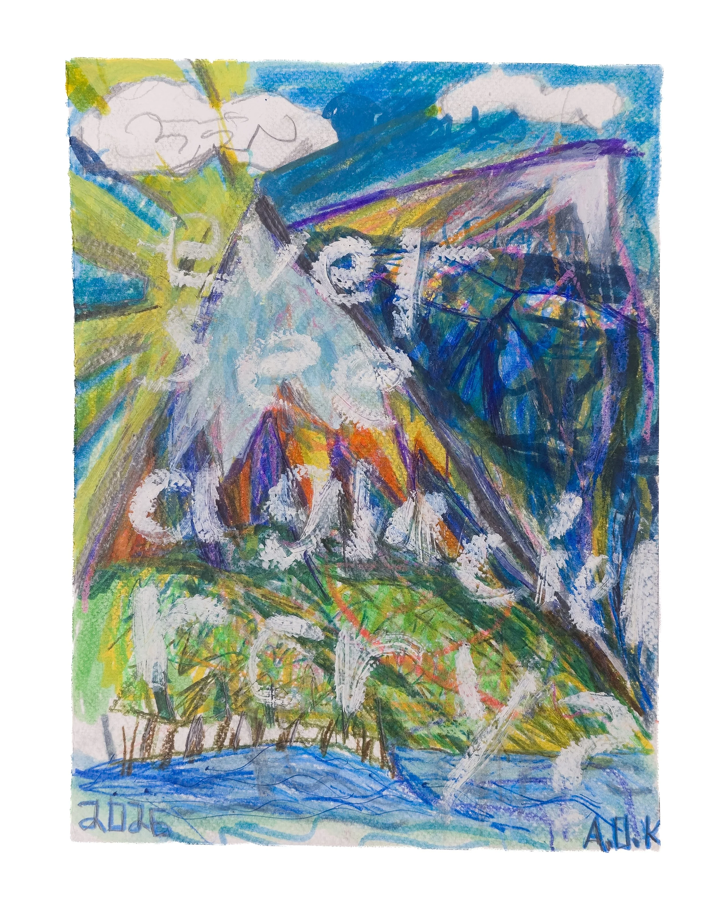 Ever see a glacier cry?, 2026, mixed media on acrylic media paper, 9"x 12" (S)