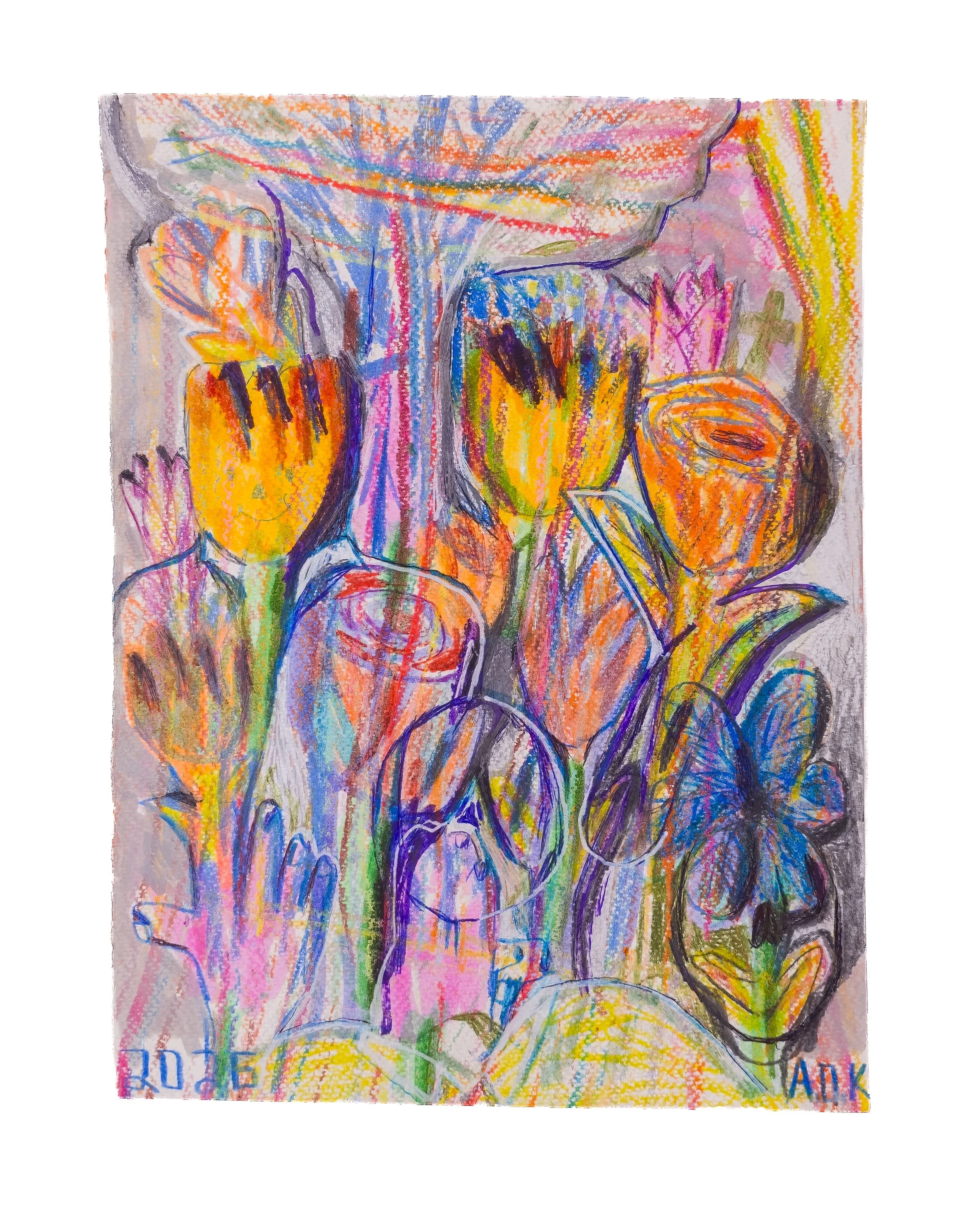 There are people in the trees, 2026, mixed media on acrylic media paper, 9"x 12" (S)