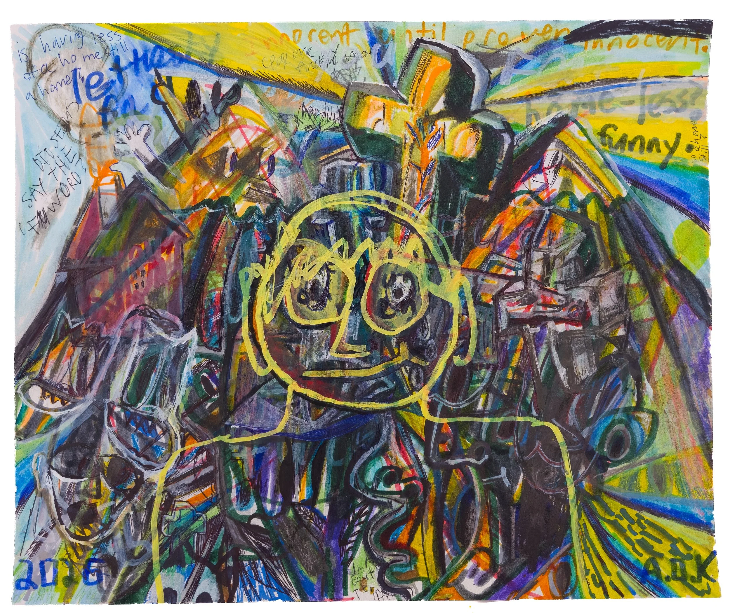 Radiant child, 2026, mixed media on mixed media paper, 17"x 14" (A)
