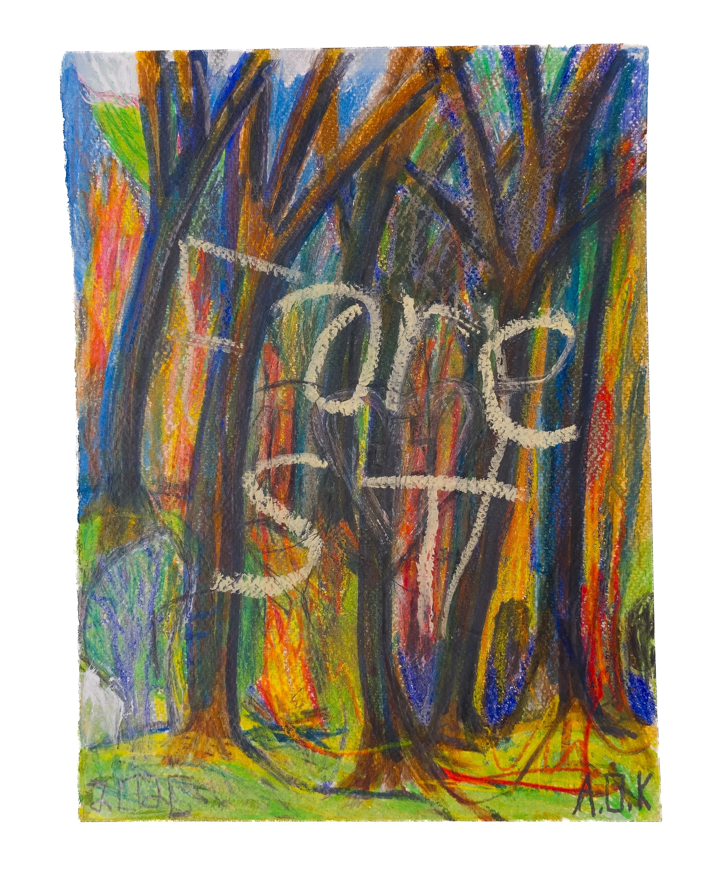 Forest, 2026, mixed media on acrylic media paper, 9"x 12" (S)