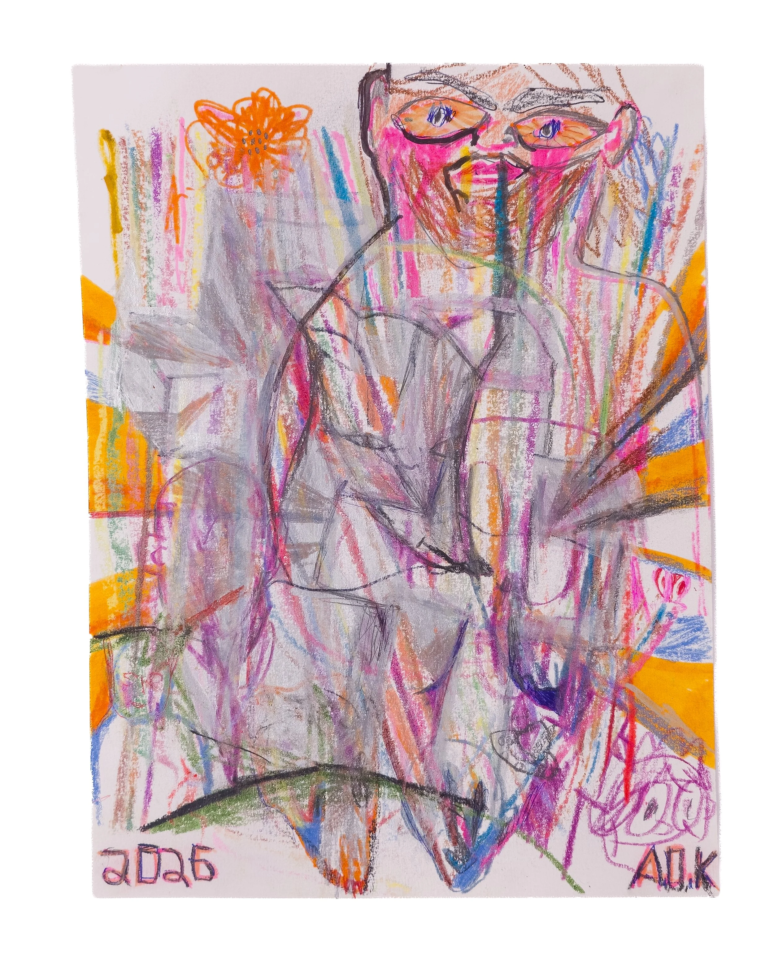 Skulls, 2026, mixed media on acrylic media paper, 9"x 12" (A)