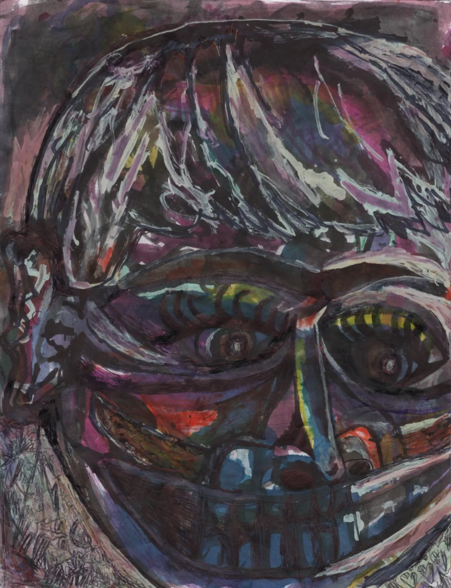 Self again, 2025, mixed media on paper, 8.5"x 11" (NFS)