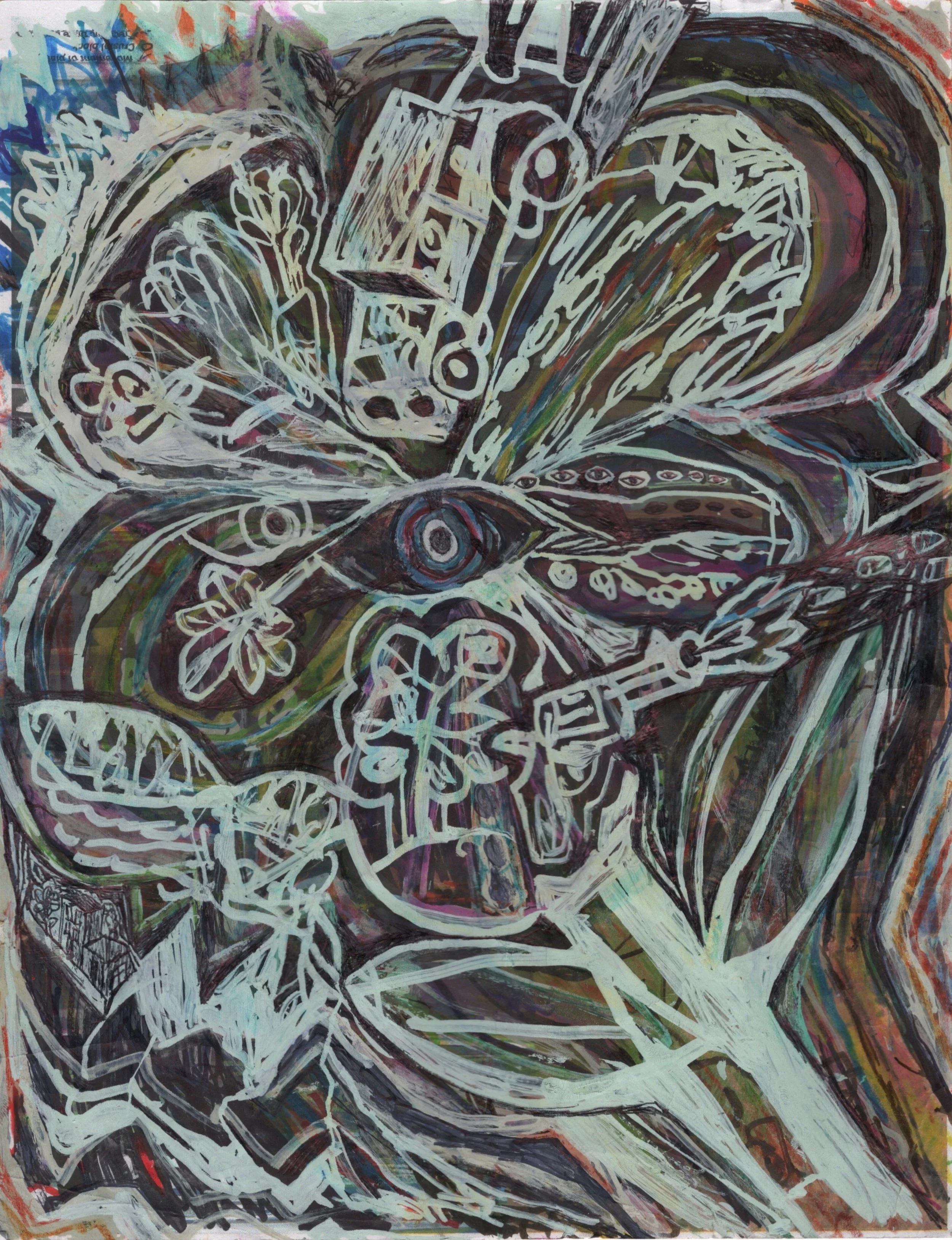 There's flowers growing inside me for all the people I love, you just can't see them yet, 2025, mixed media on paper, 8.5"x 11" (NFS)
