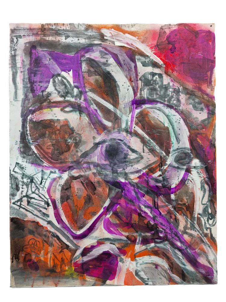 My faces have eyes, 2025, mixed media on canvas, 22"x 28" $1750