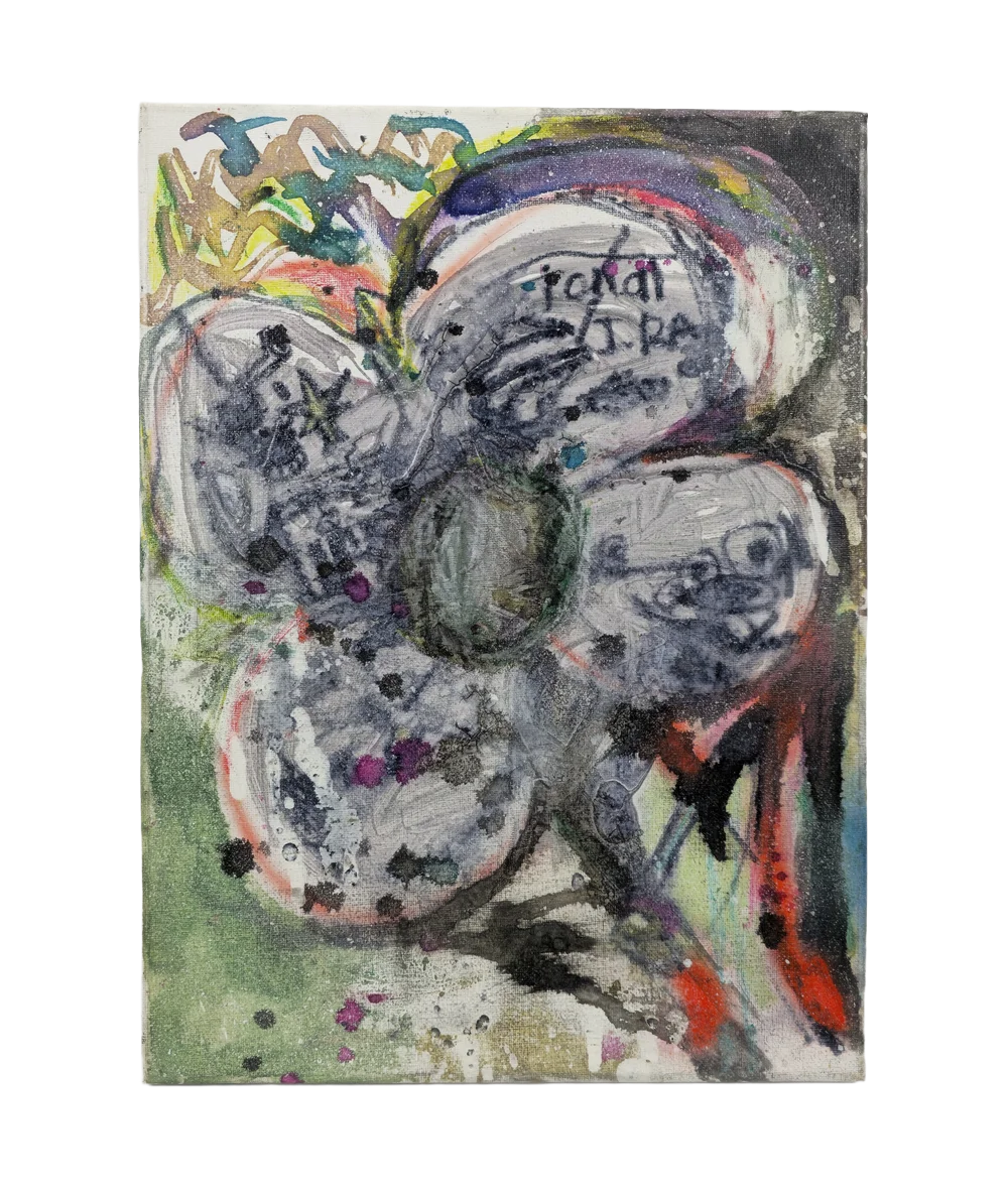 Provisional IRA, 2025, mixed media on canvas, 12"x 16" (N/A)