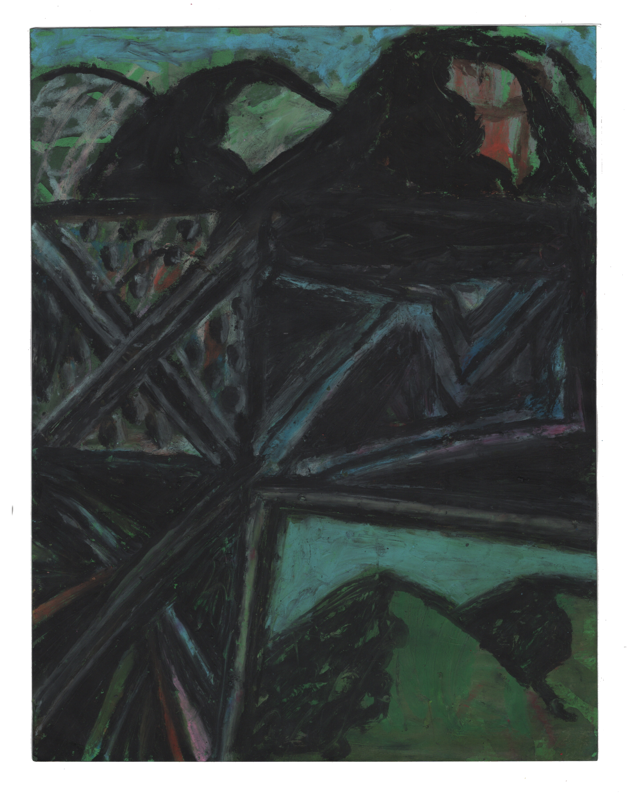 Untitled, 2023, oil pastel, India ink, crayon on media paper, 8.5"x 11"
