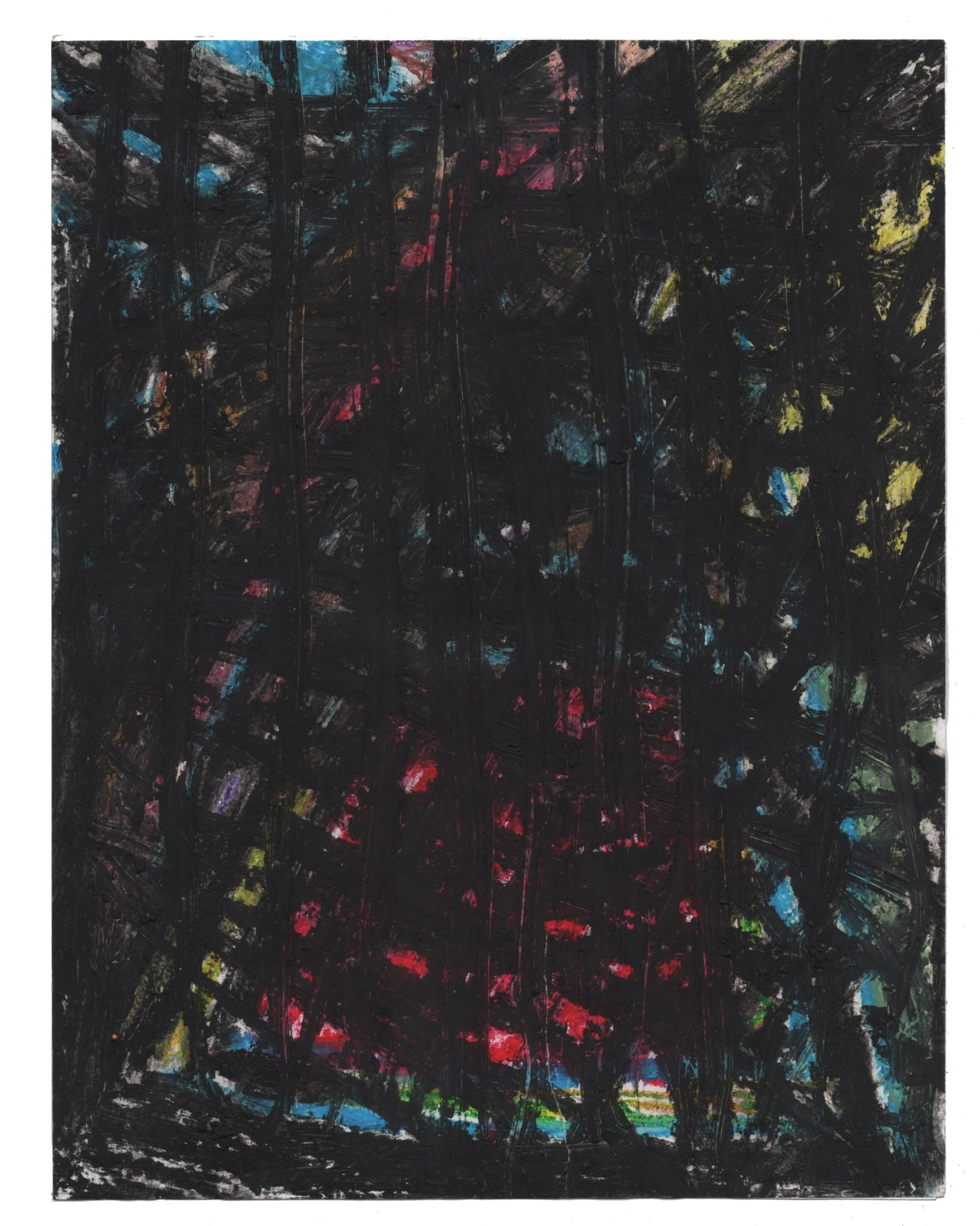 Void, 2023, oil pastel, crayon on media paper, 8.5"x 11"
