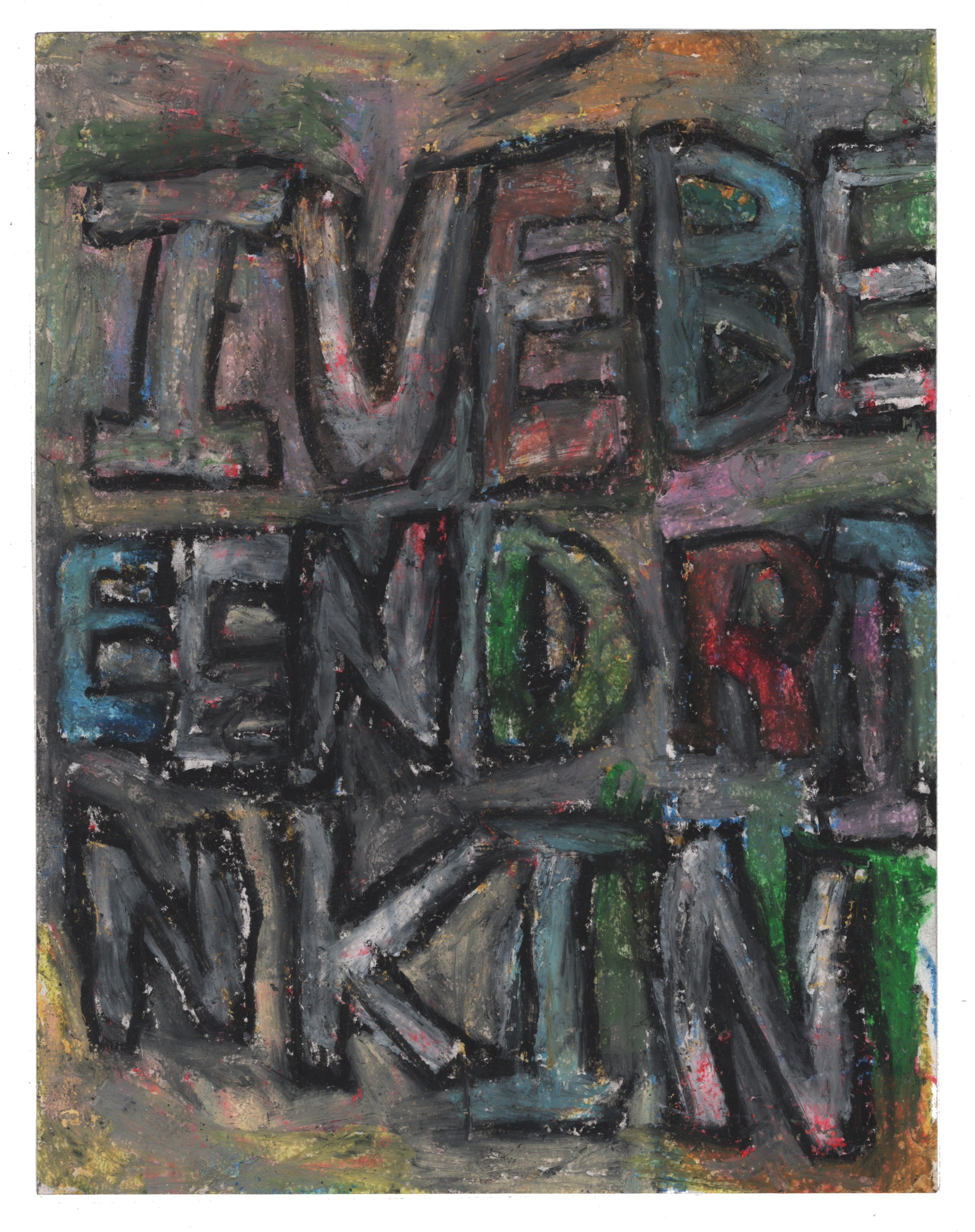 I've beeen drinkin, 2023, oil pastel, crayon, India ink on media paper, 8.5"x 11"