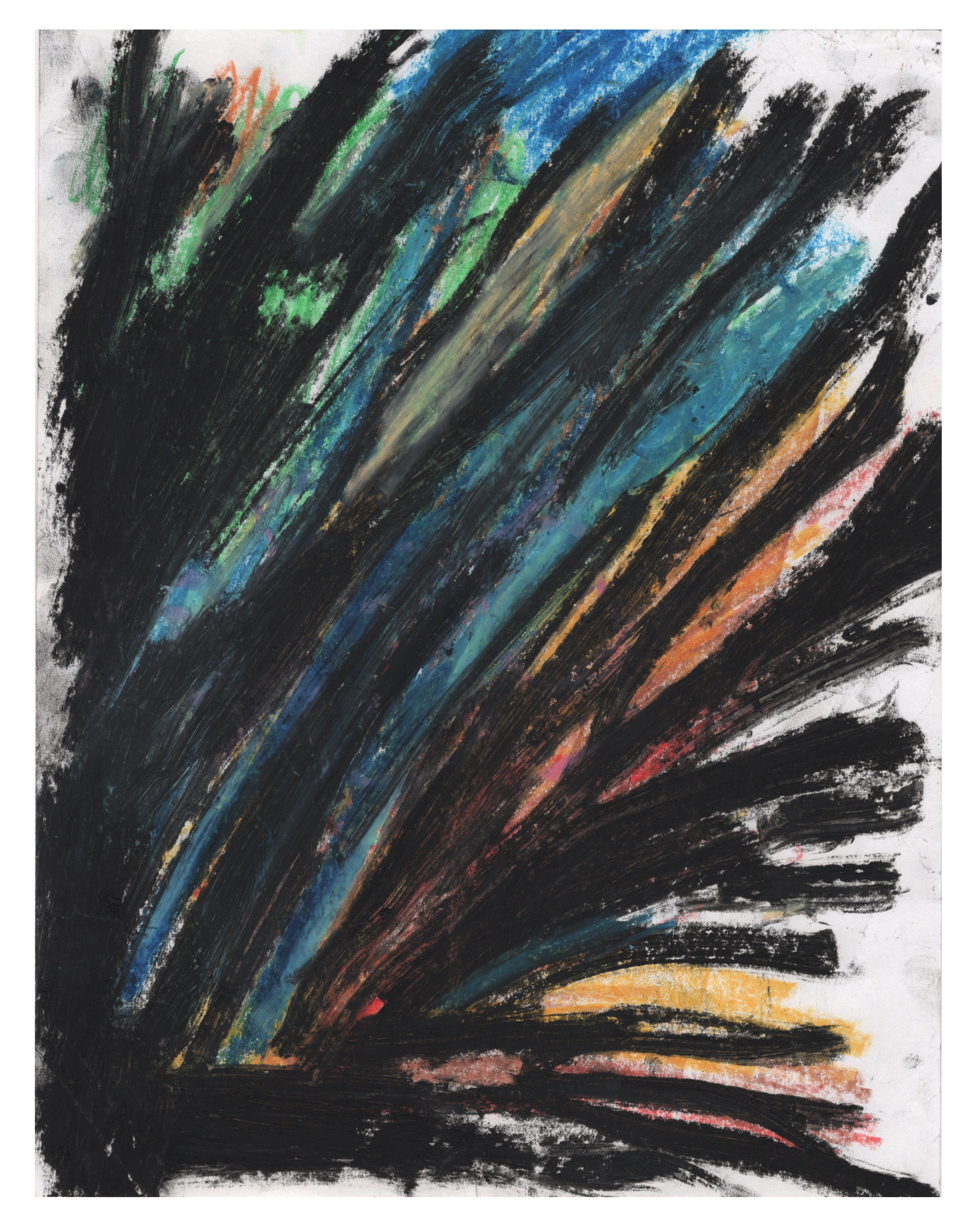 Burst, 2023, oil pastel, crayon on paper, 8.5"x 11"