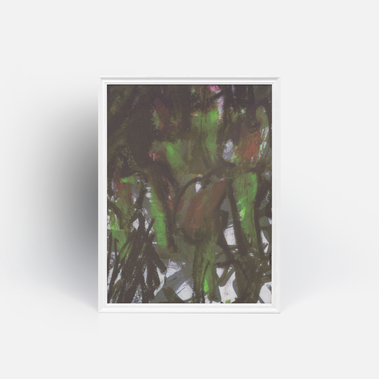  Roses, 2024, inkjet, oil pastel, India ink, charcoal on paper, 8.5"x 11" (mockup)