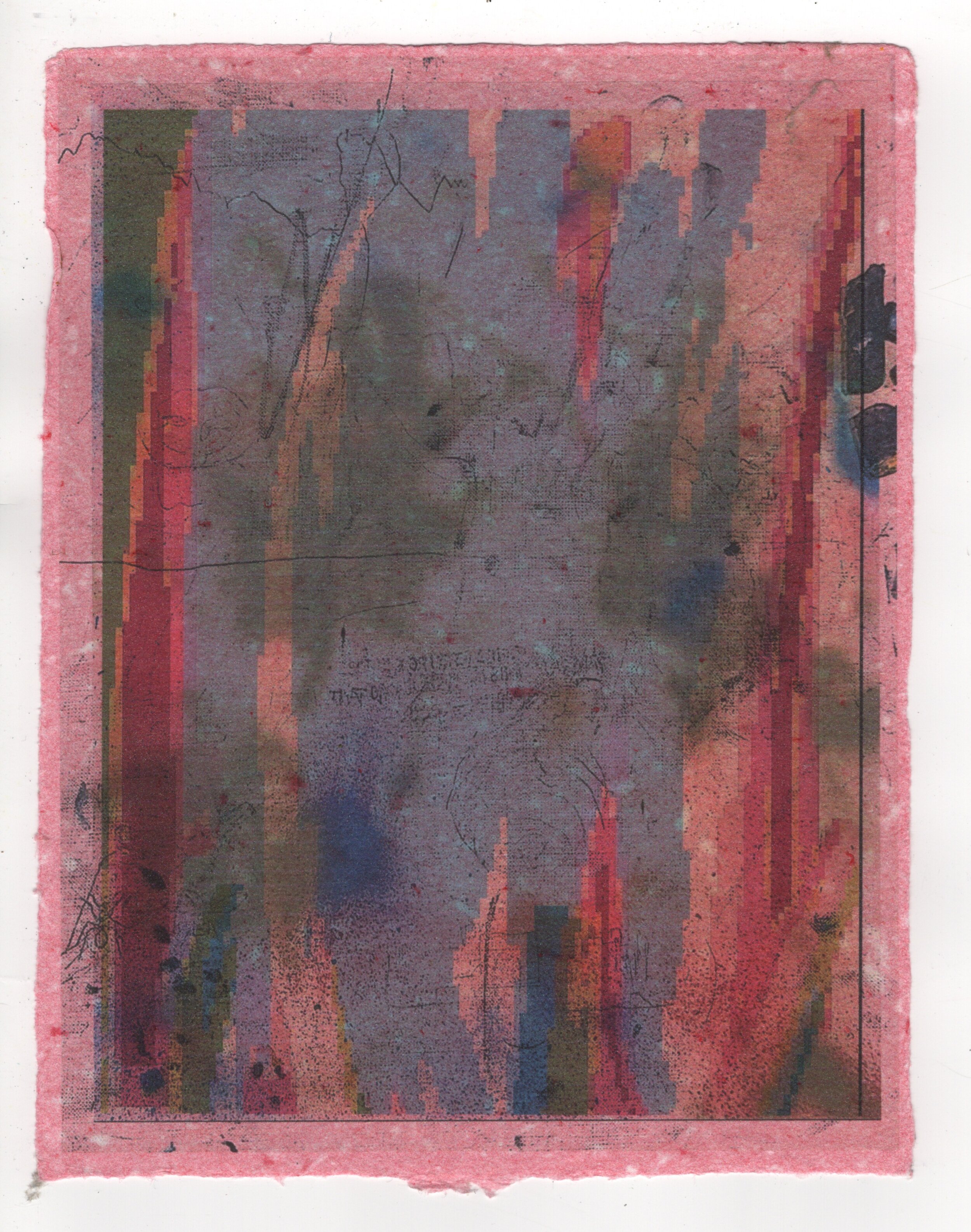 Memories again, 2023, mixed media on handmade paper, 8.5"x 11"
