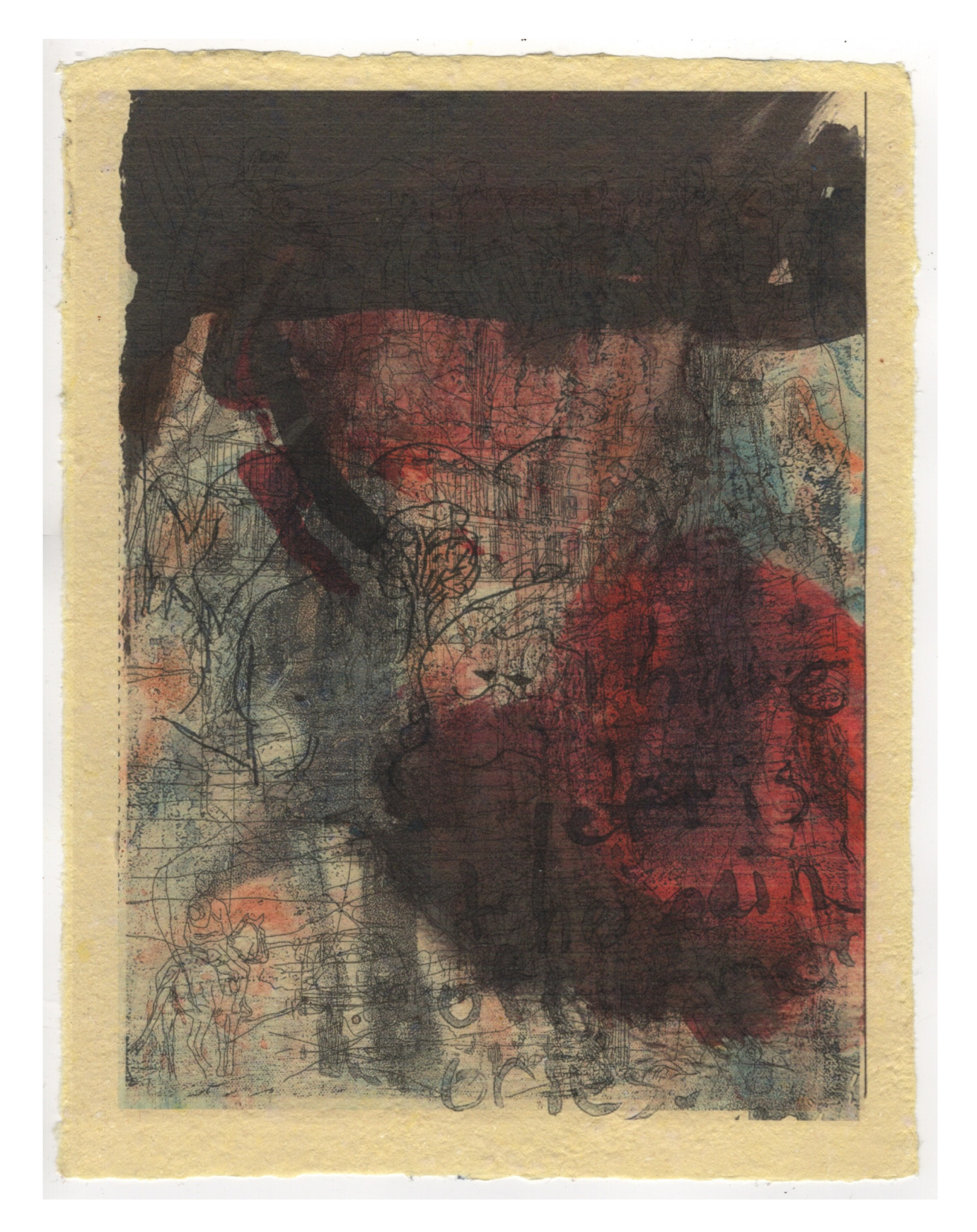 My heart, 2023, mixed media on handmade paper, 8.5"x 11"
