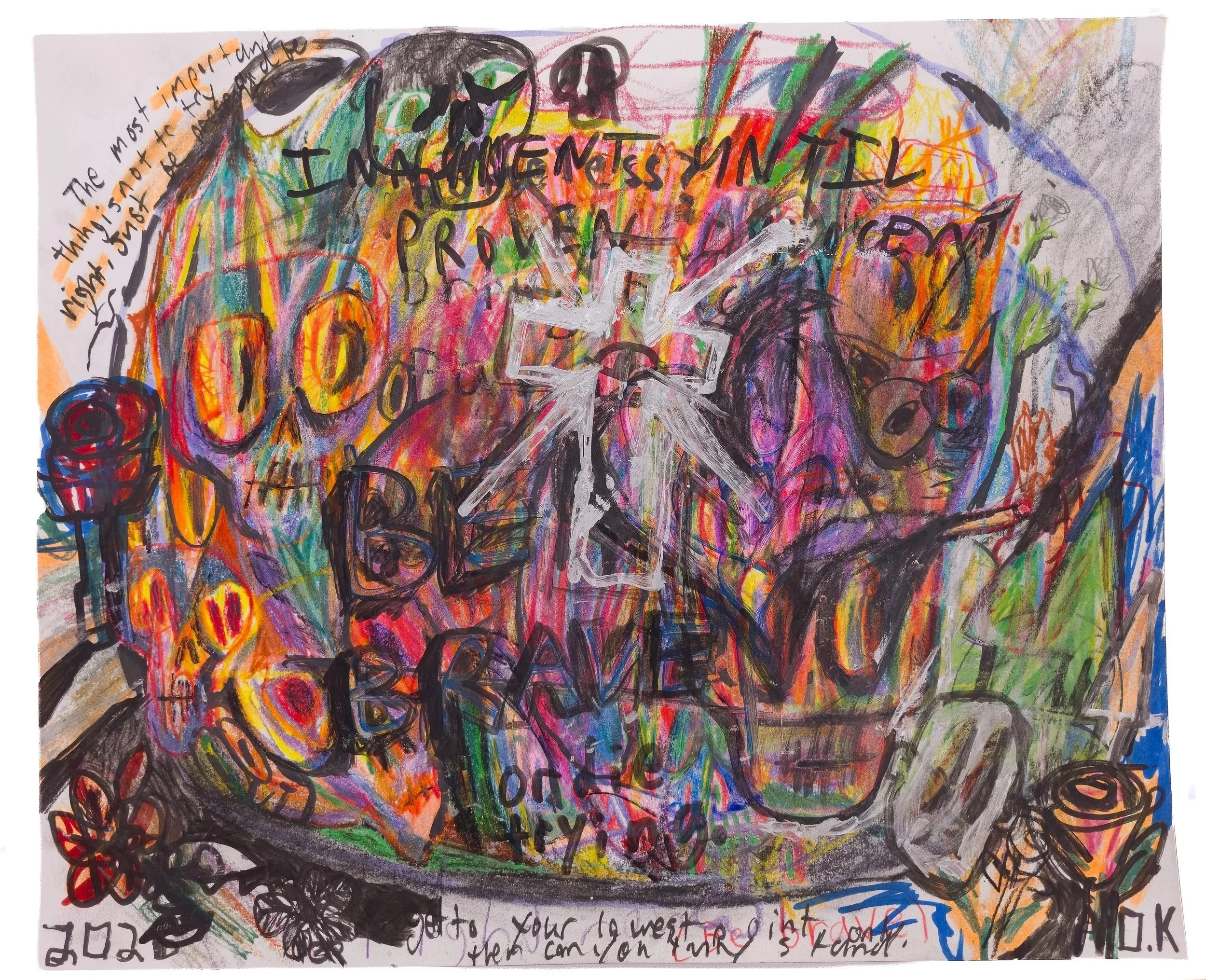 Innocent until proven innocent, 2026, mixed media on mixed media paper, 17"x 14" (A)