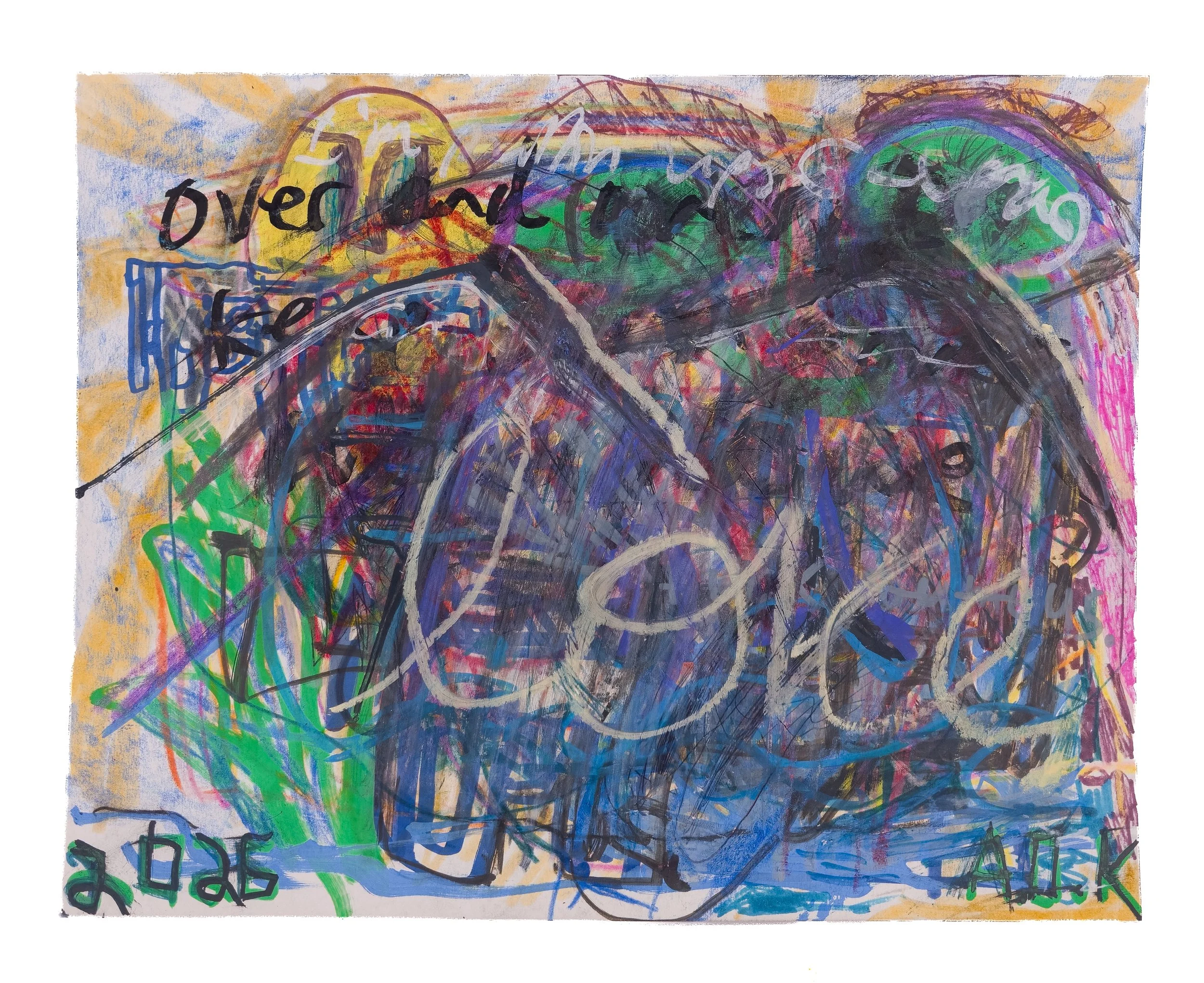 Over and over, 2026, mixed media on mixed media paper, 14"x 11" (A)