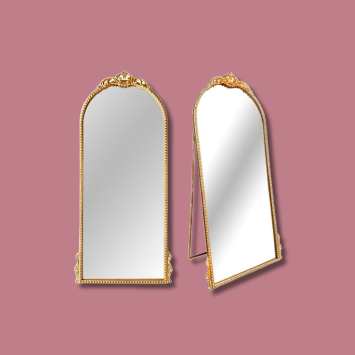 Gold Arched Floor Mirror