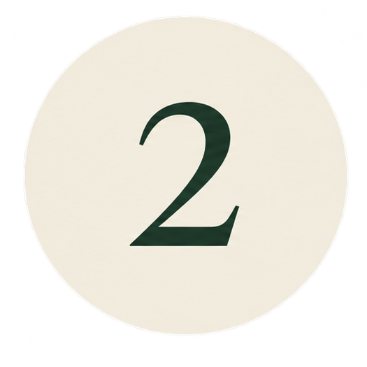 Number two on a round white background.