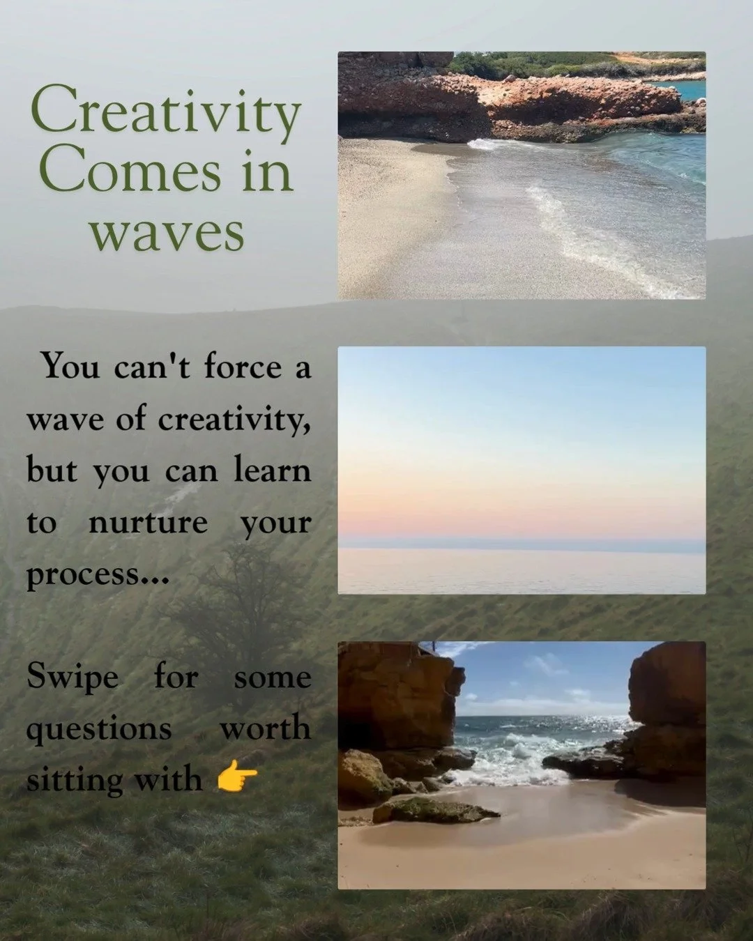 The questions in this carousel are built around three evidence-based skills that are valuable for both creative practice and mental health.

1. How do you speak to yourself when you're not creating? Our ability to be self-compassionate shows that spe