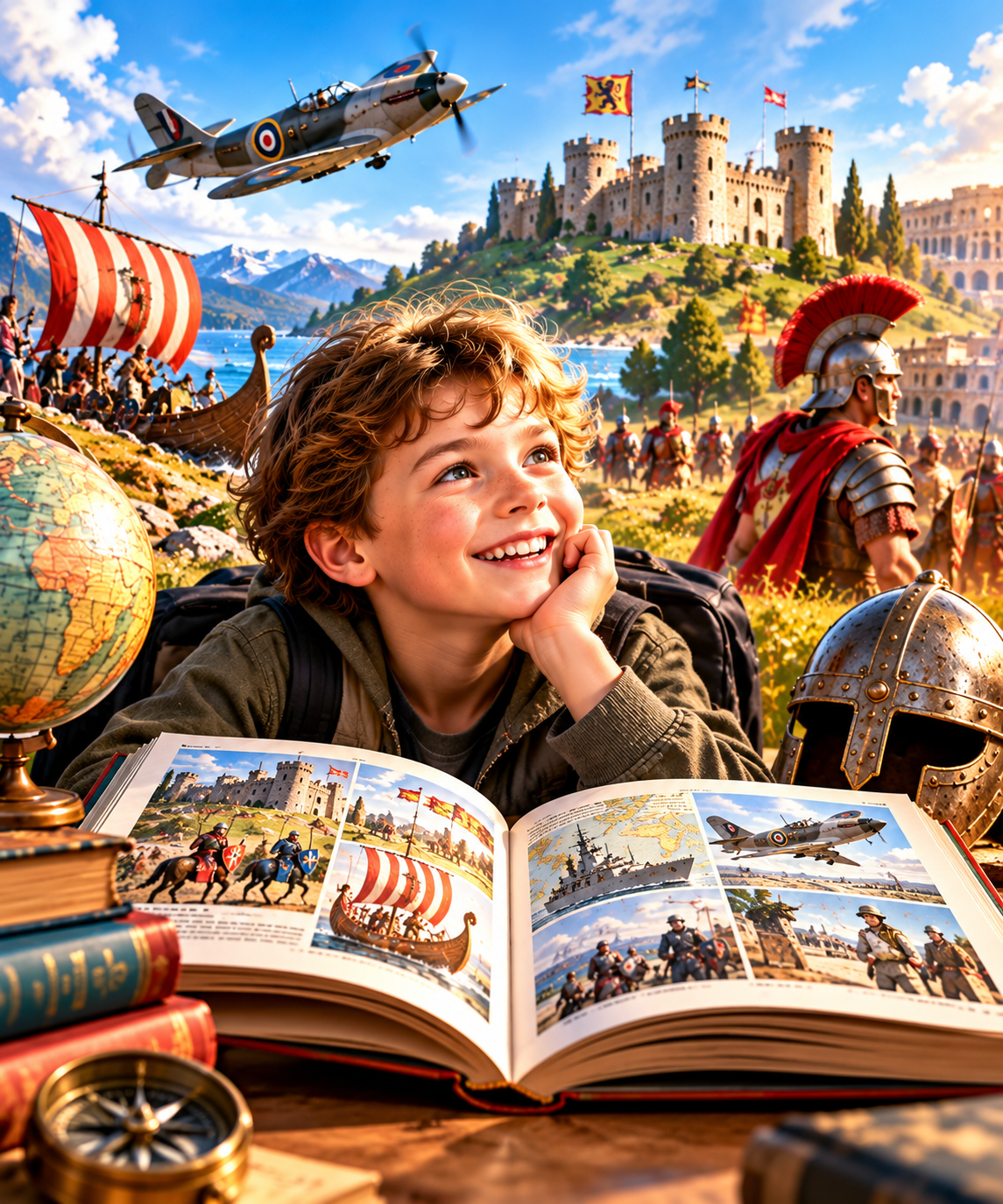 Picture of a boy imagining historical adventures