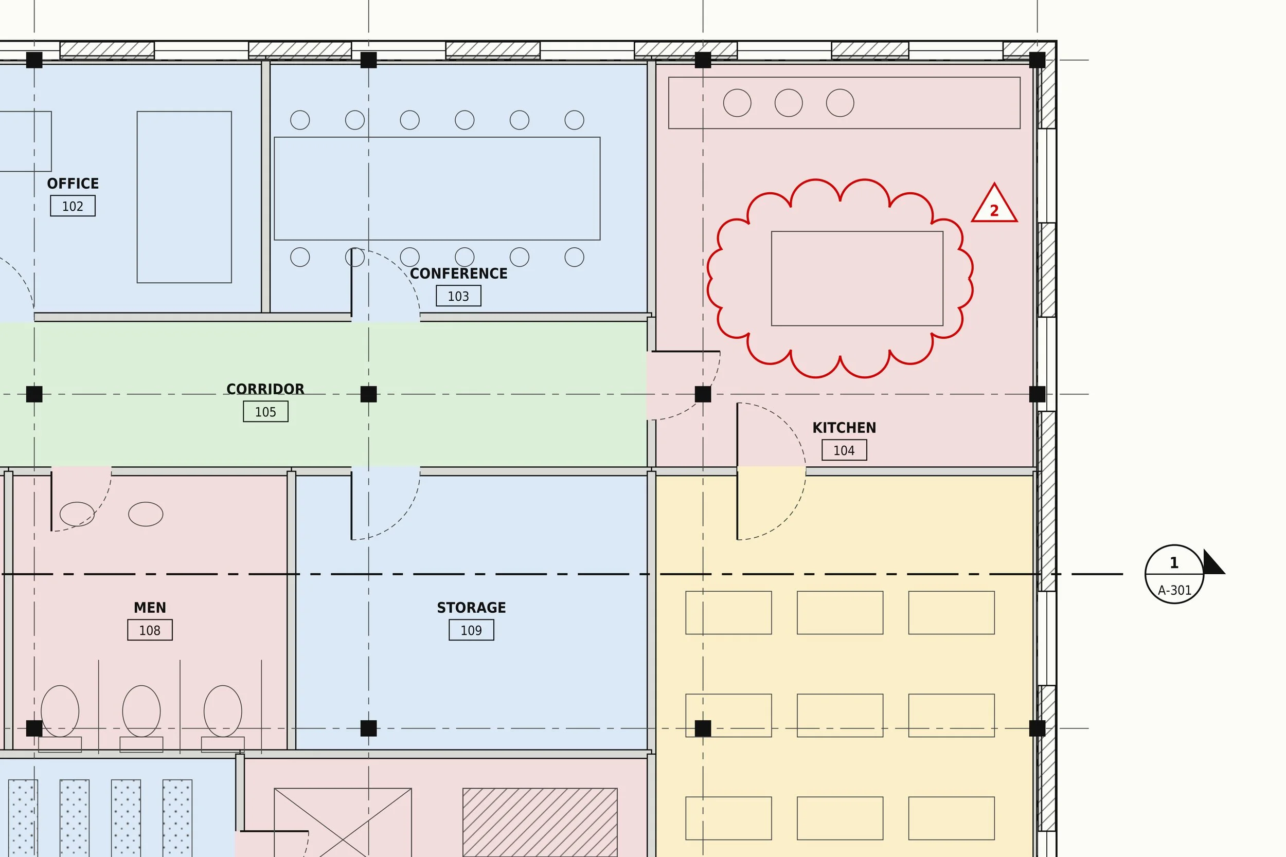 Close-up of a full color architectural floor plan printed in-house at Sinsigalli Signs