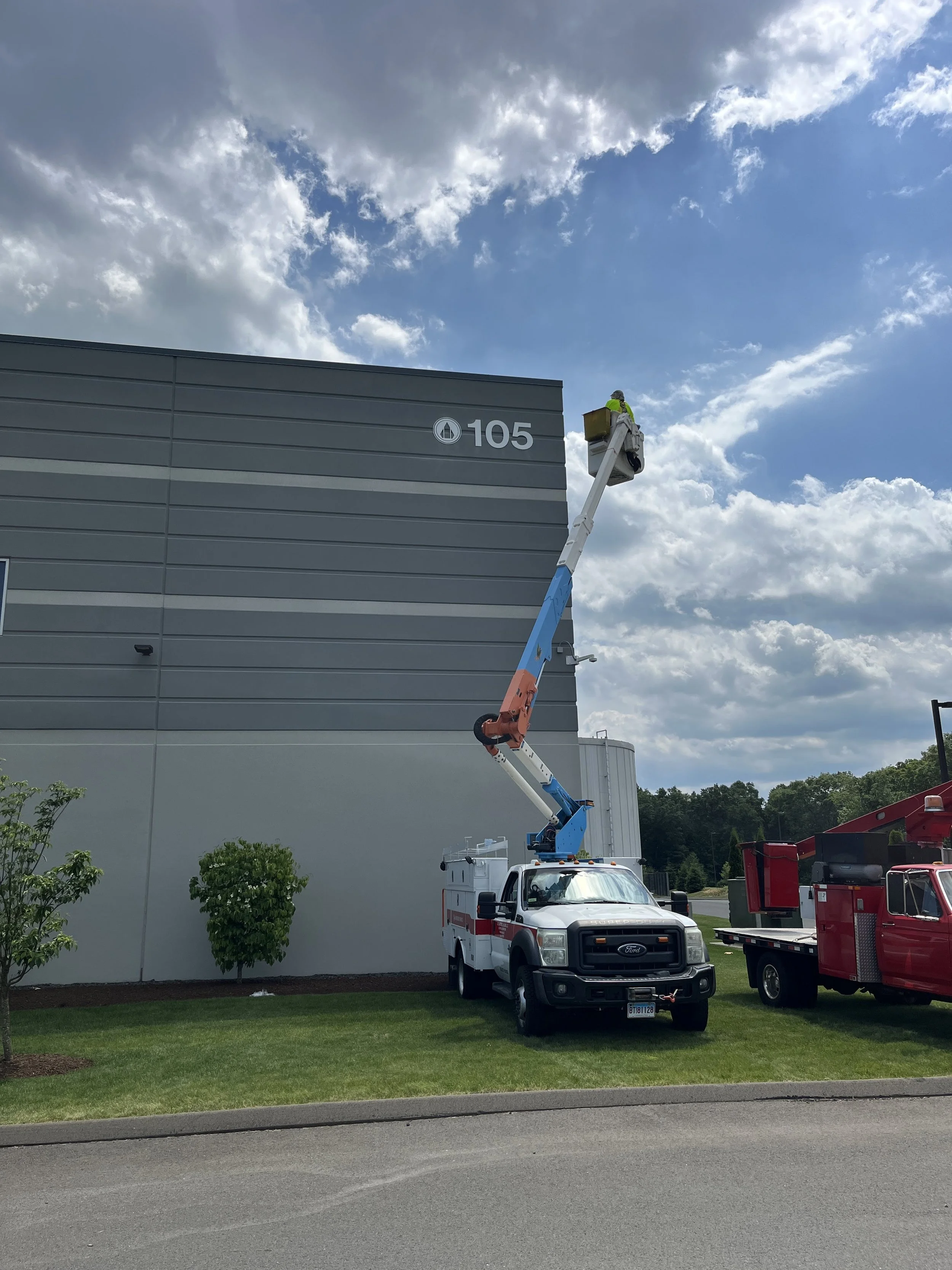Large address number and logo dimensional letters installed in Windsor, CT