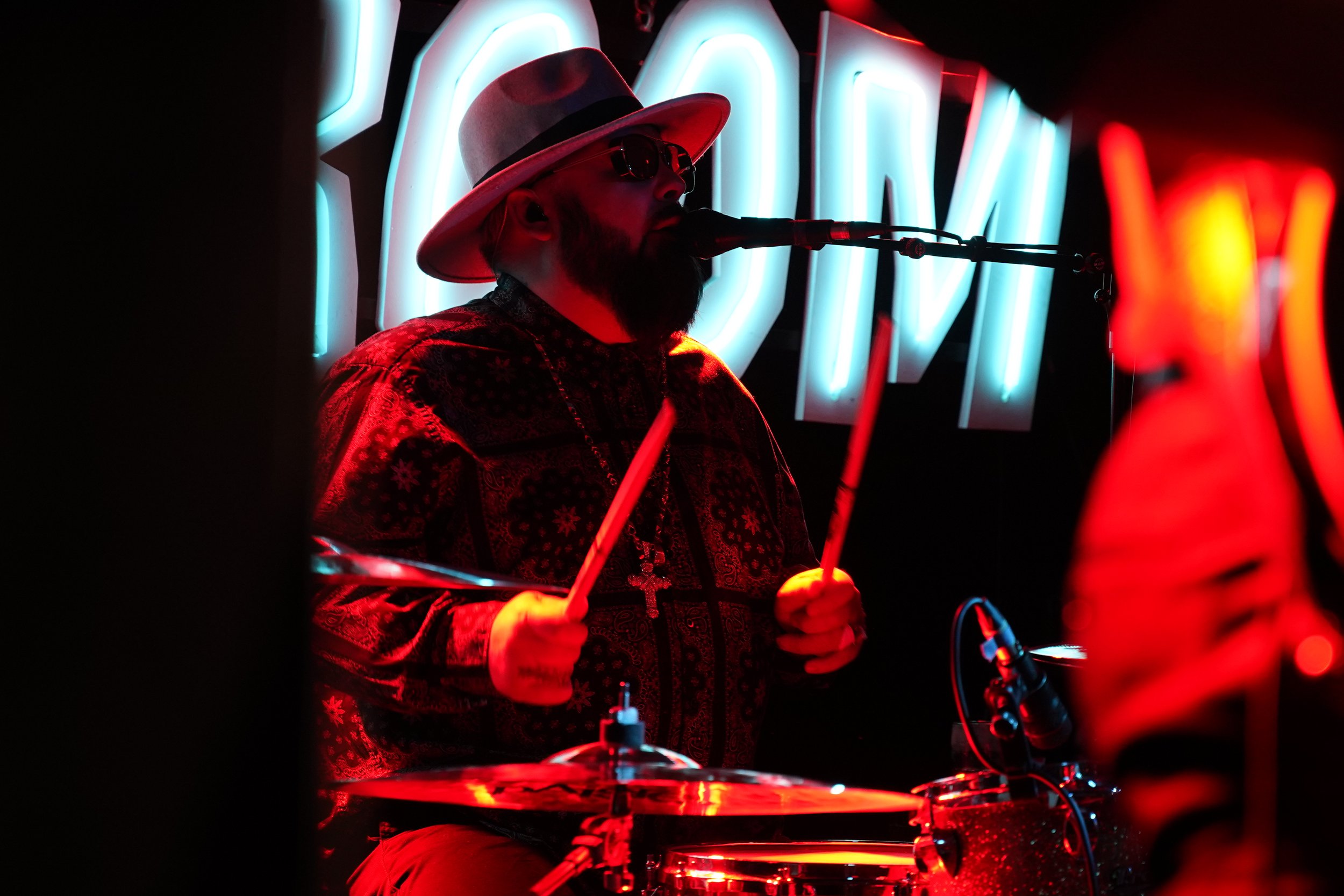 Frank Benbini on drums