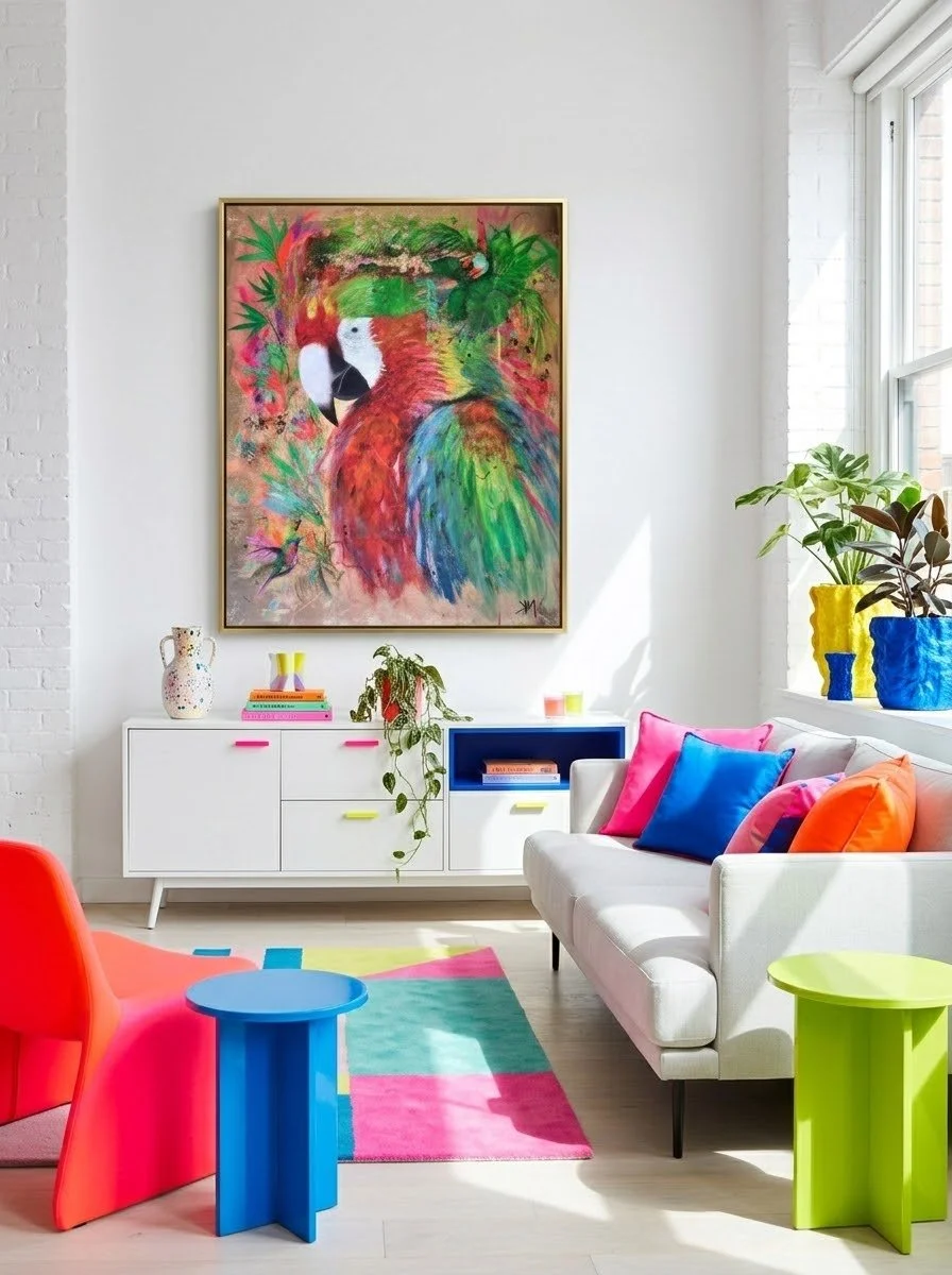 Parrot Acrylic Canvas with Gold Leaf Detail