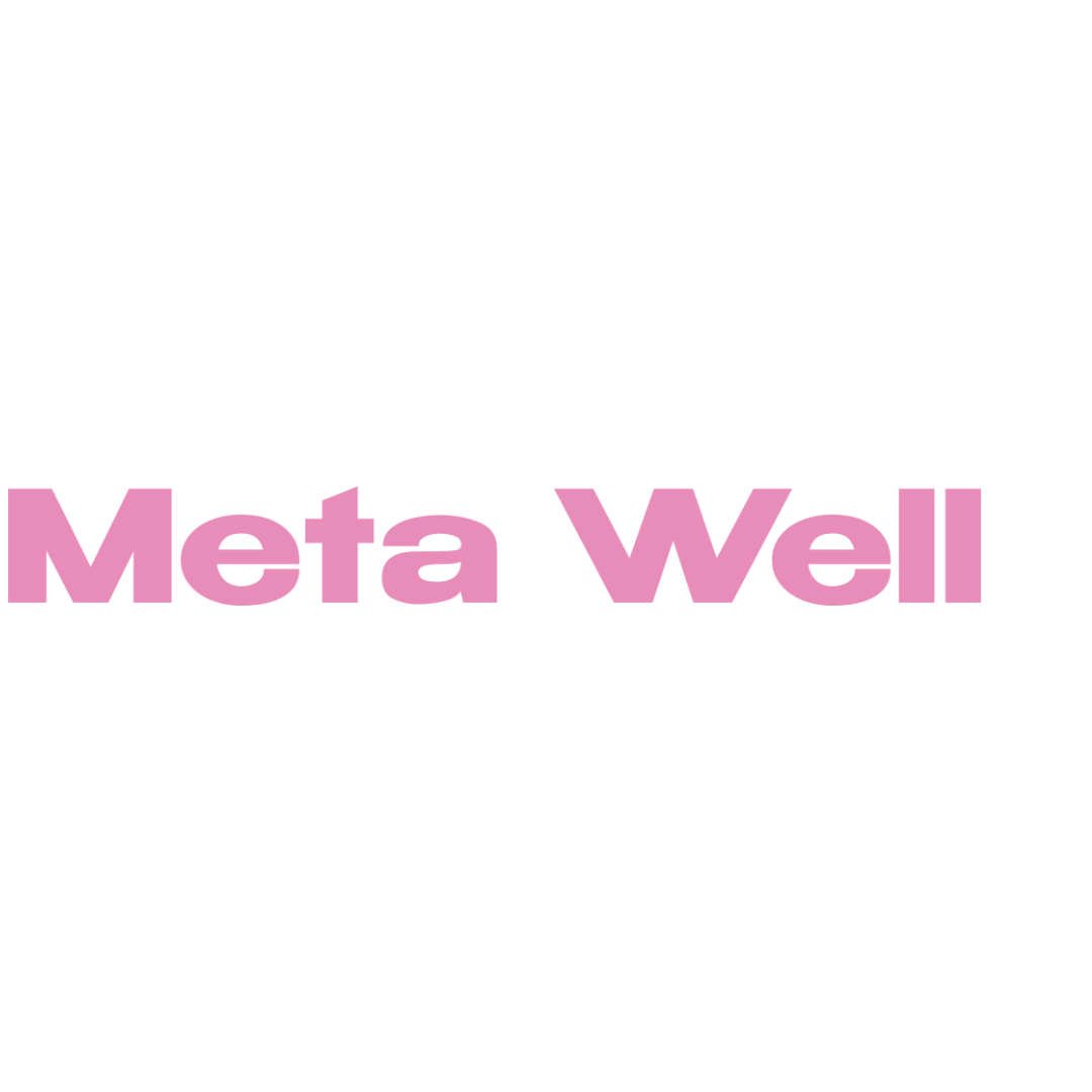 Black t-shirt with pink text that reads 'Meta Well'