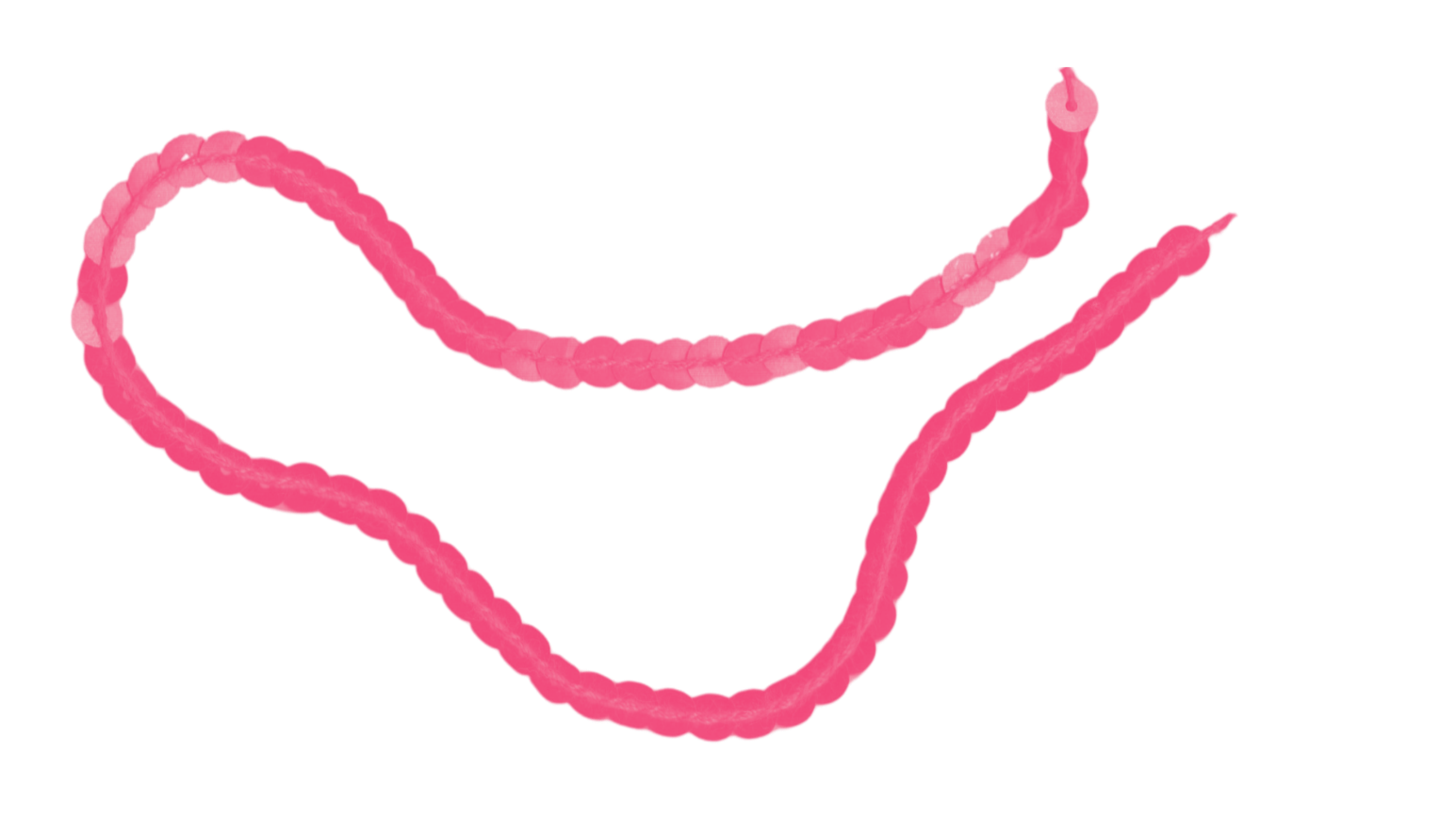 Pink beaded heart outline with a red rectangle on a black background.