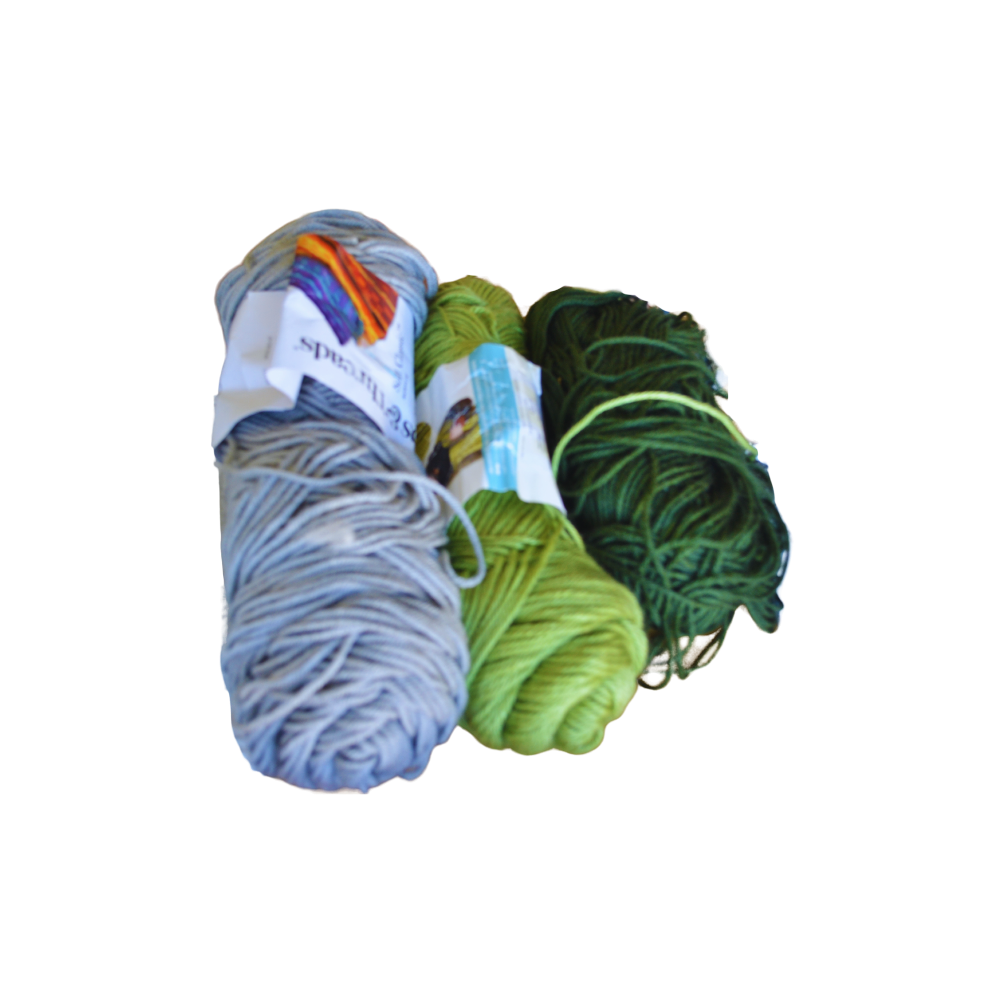 A bundle of various colorful yarn skeins stacked together.