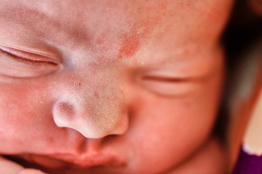 Birth photography in Austin, Texas by Breeanna Rose Photography. Newborn face macro.