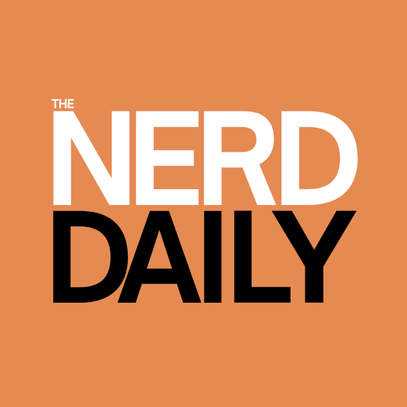 Logo of The Nerd Daily with orange background, white and black text