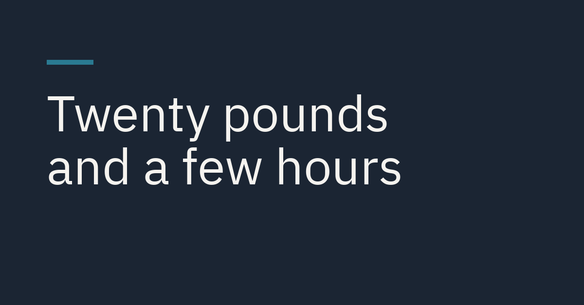 Twenty pounds and a few hours