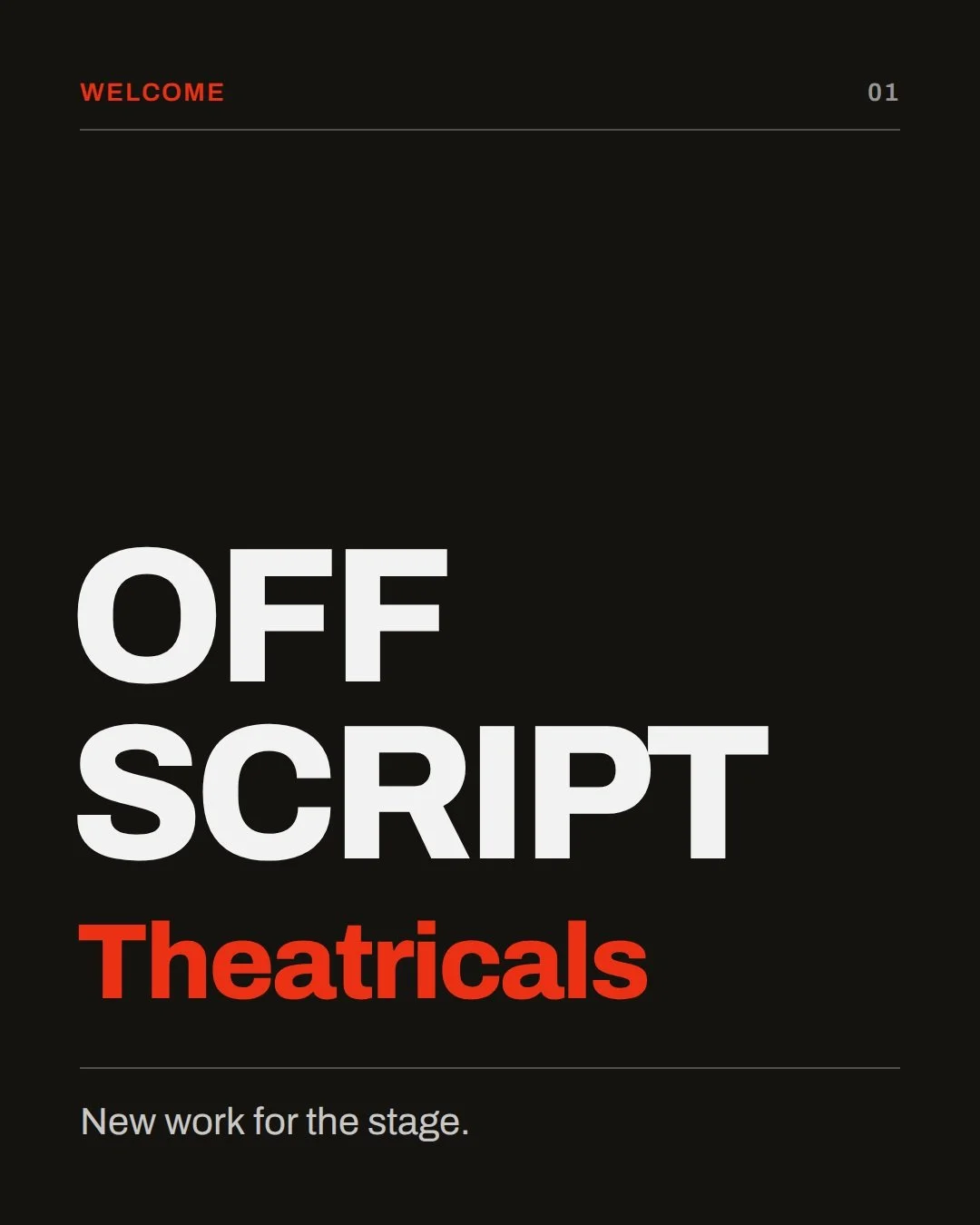 Introducing OFFSCRIPT Theatricals.

We develop, produce and invest in new work for the stage: shows that bring new audiences through the door. Follow along.

#OFFSCRIPTTheatricals #NewWork #Broadway #TheatreProducer #Theatre