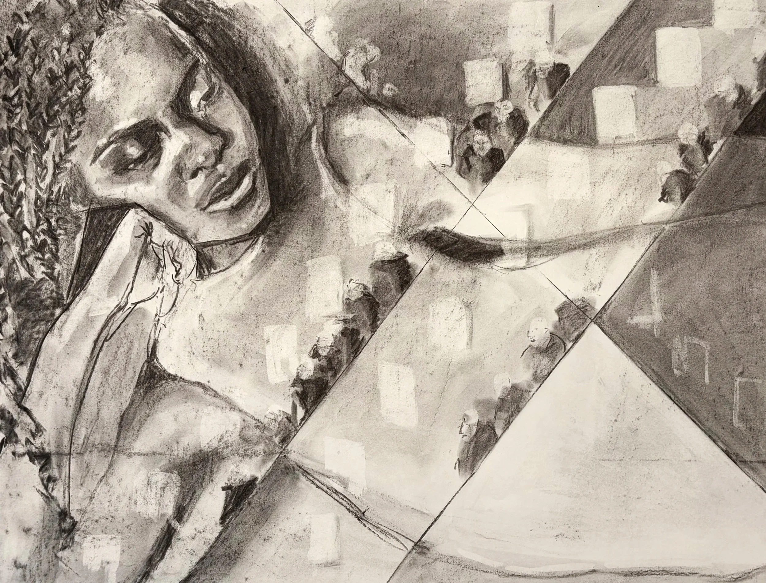 'pass me by' - Charcoal on paper, 59.4 x 84.1 cm