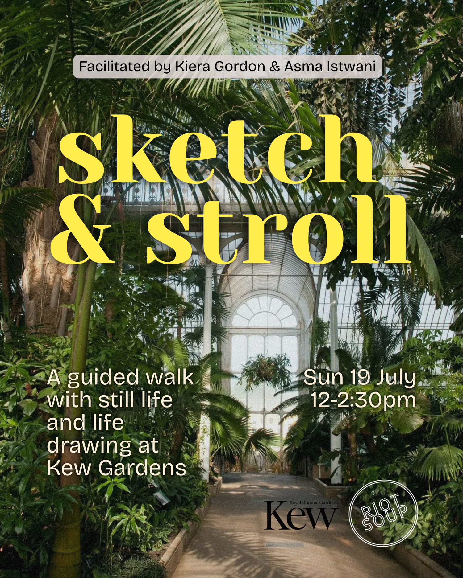 A life drawing workshop in partnership with Kew Gardens and Riot Soup, 2026
