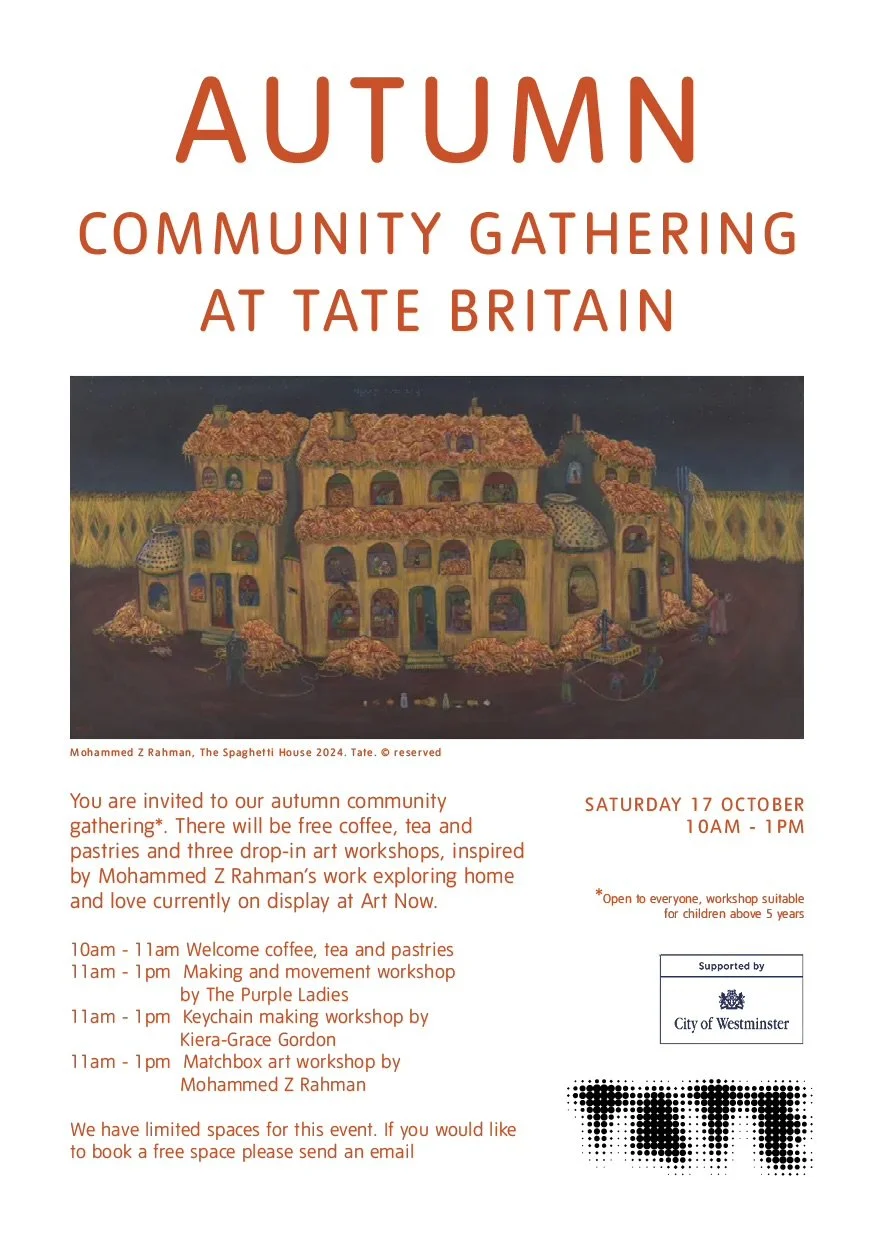A community workshop encouraging visitors to engage with the the concept of 'home' in response to Mohammed Rahman's work at Tate Britain.