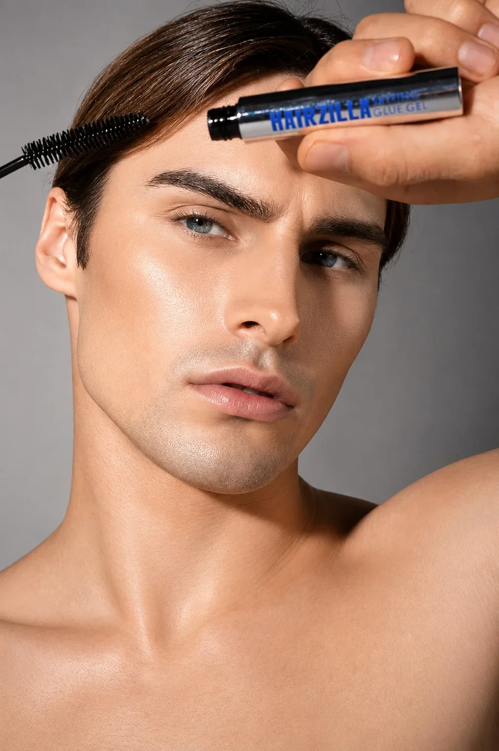 Konstantin Churakov — male fashion model represented by Noirvelle Models, featured in a beauty editorial close-up.
