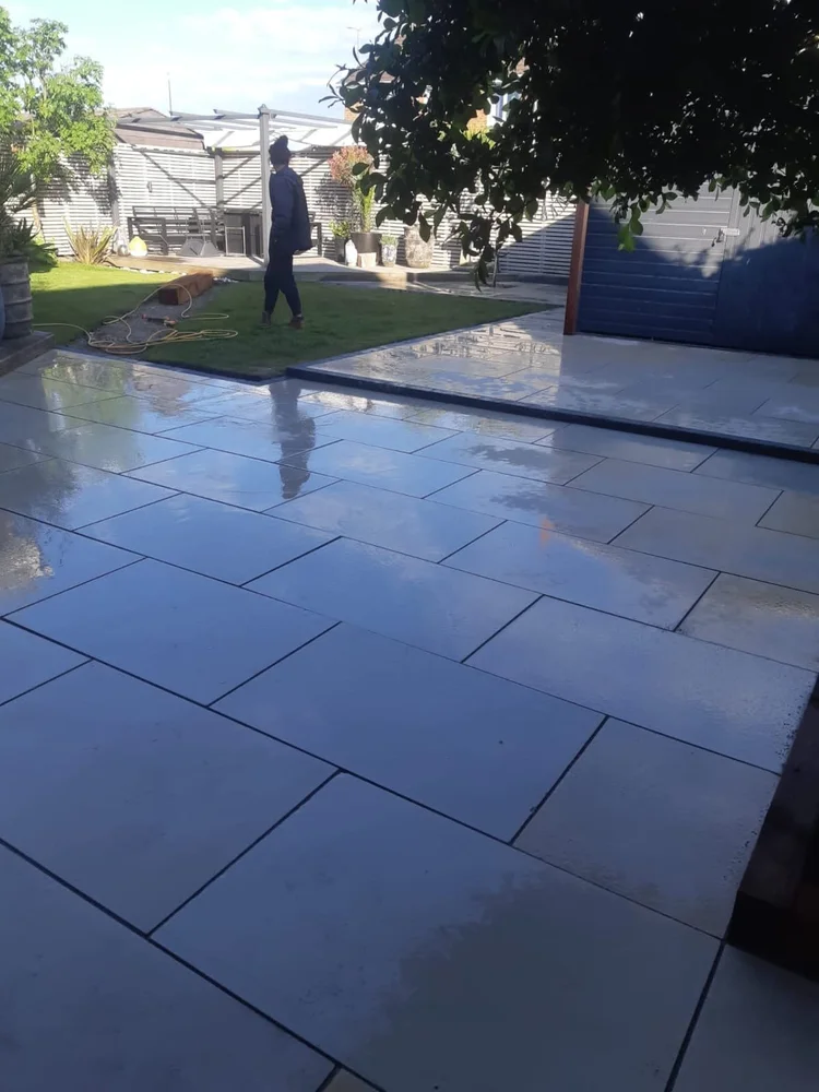 Dark porcelain patio, just laid
