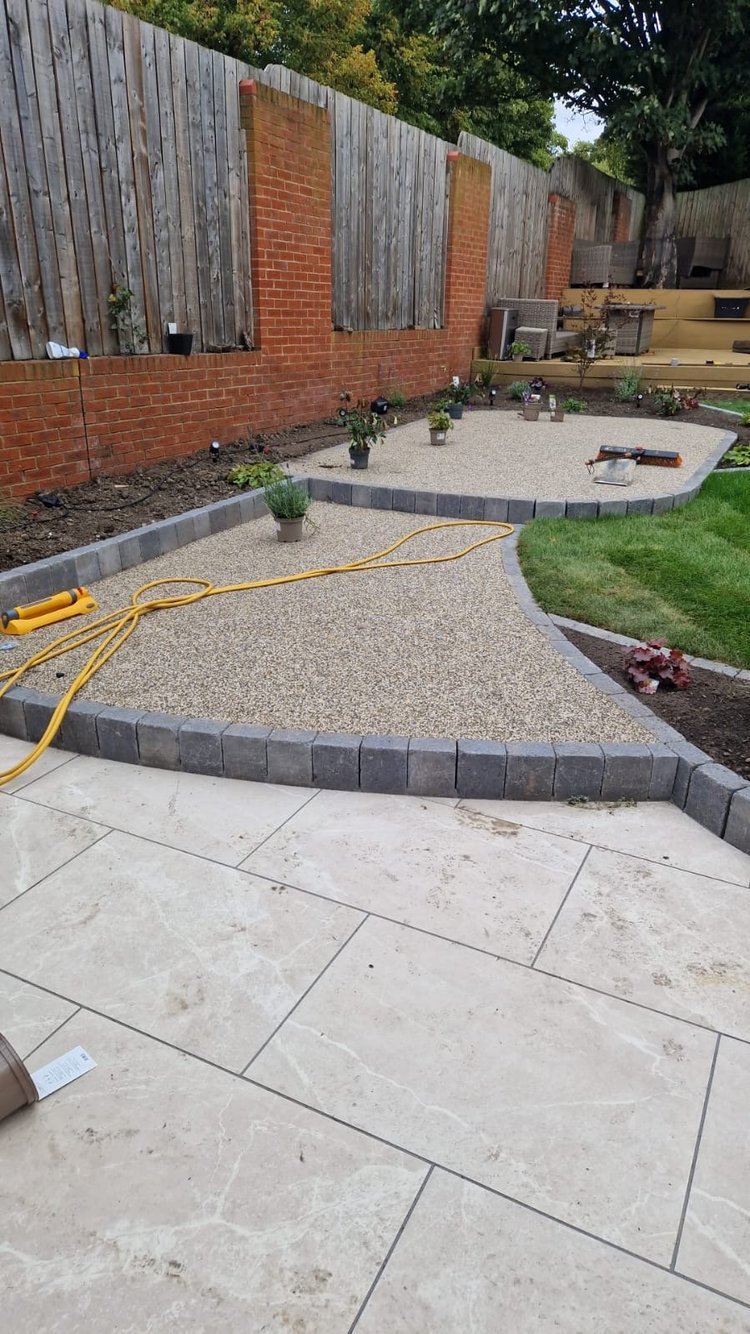 Resin paths and new planting beds