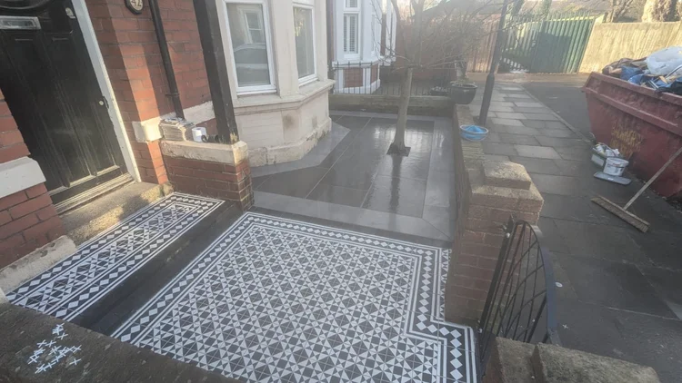 Victorian-style tiled front path