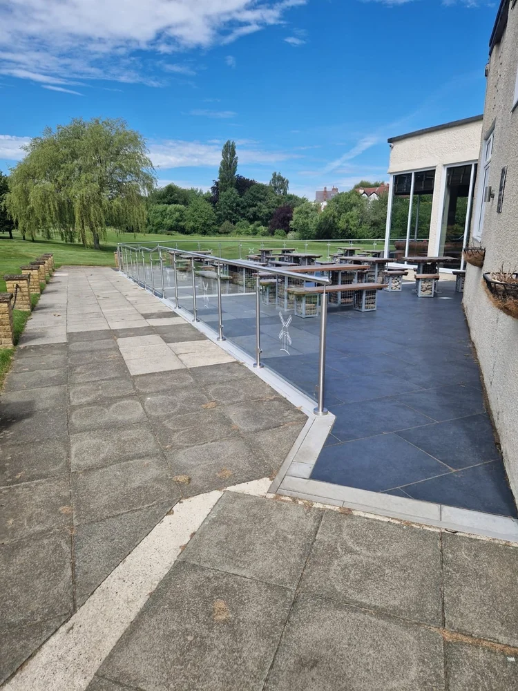Porcelain terrace and paved path for a commercial client