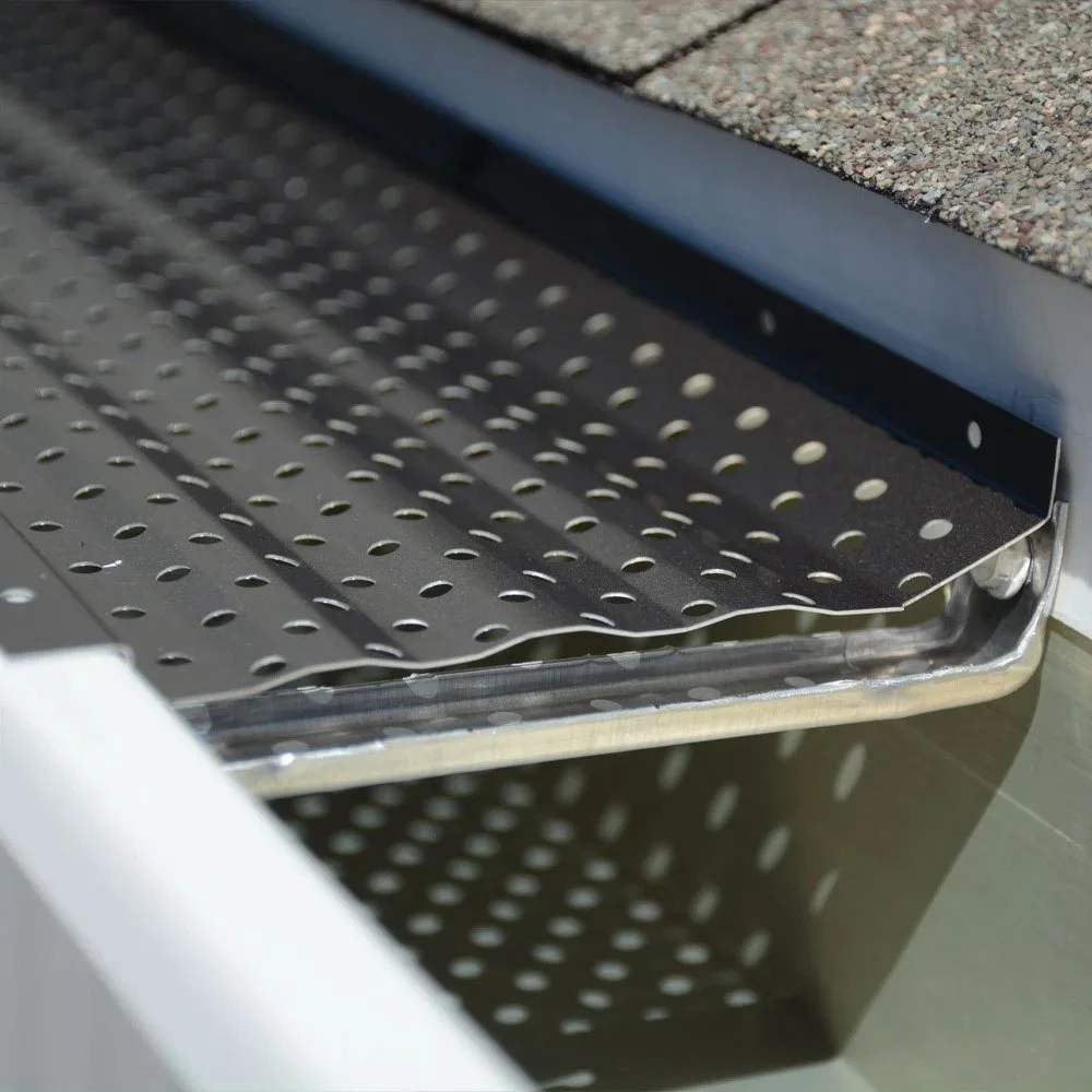 Gutter Rx regular profile gutter guard, close-up inside a gutter