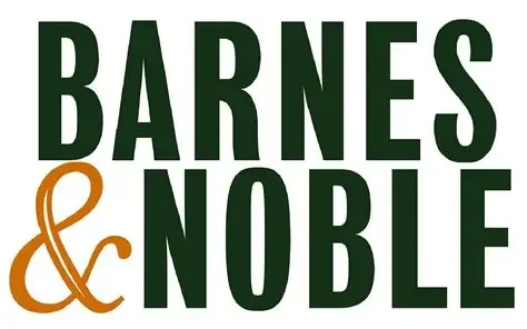 Barnes & Noble logo with large green text and orange ampersand.
