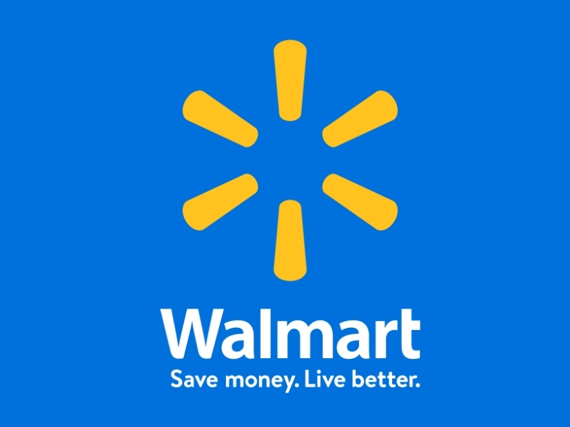 Walmart logo with a yellow asterisk on a blue background and the text 'Walmart Save money. Live better.'