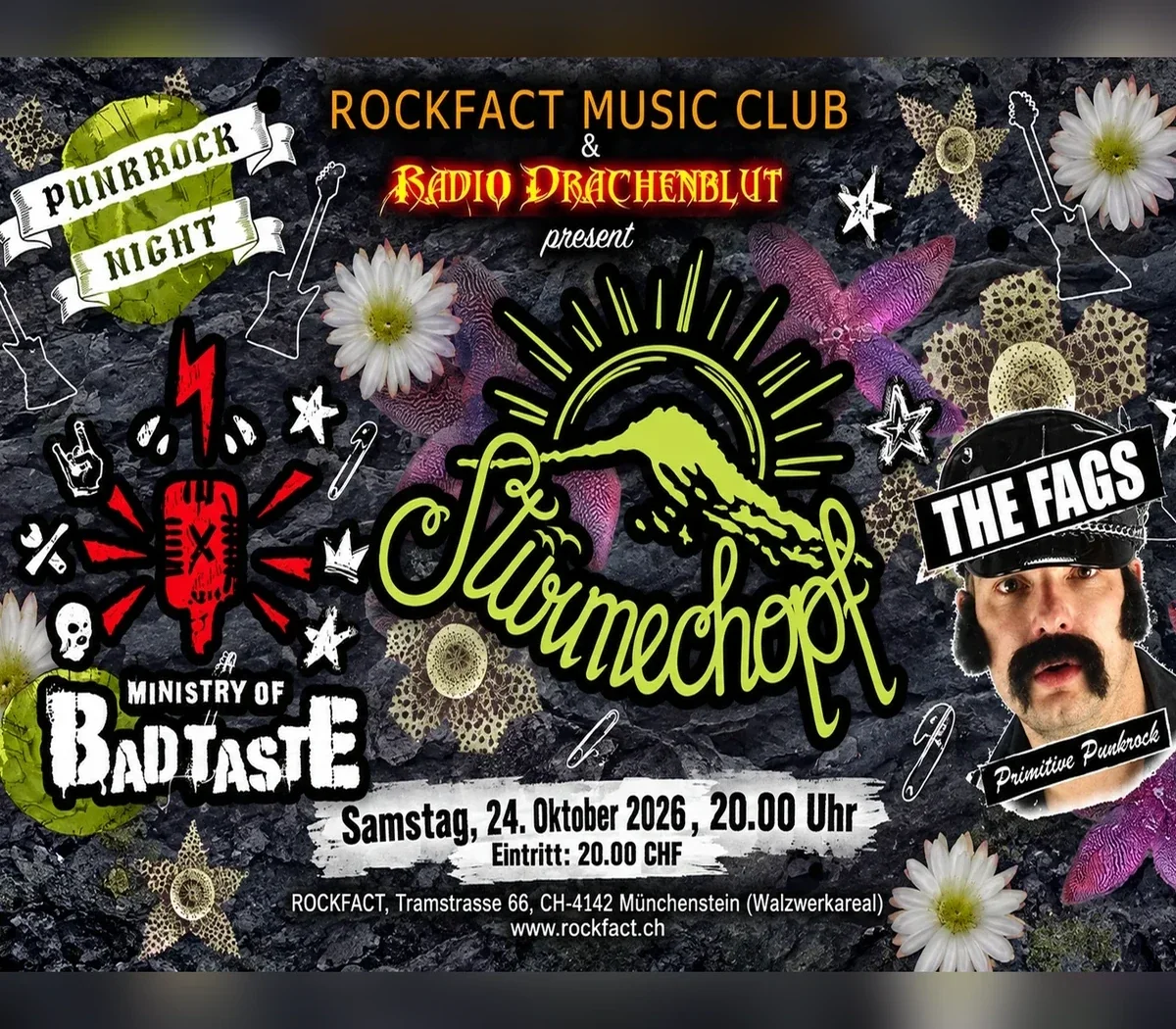 Stürmechopf & Ministry of Bad Taste & The Fags live im Rockfact Music Club