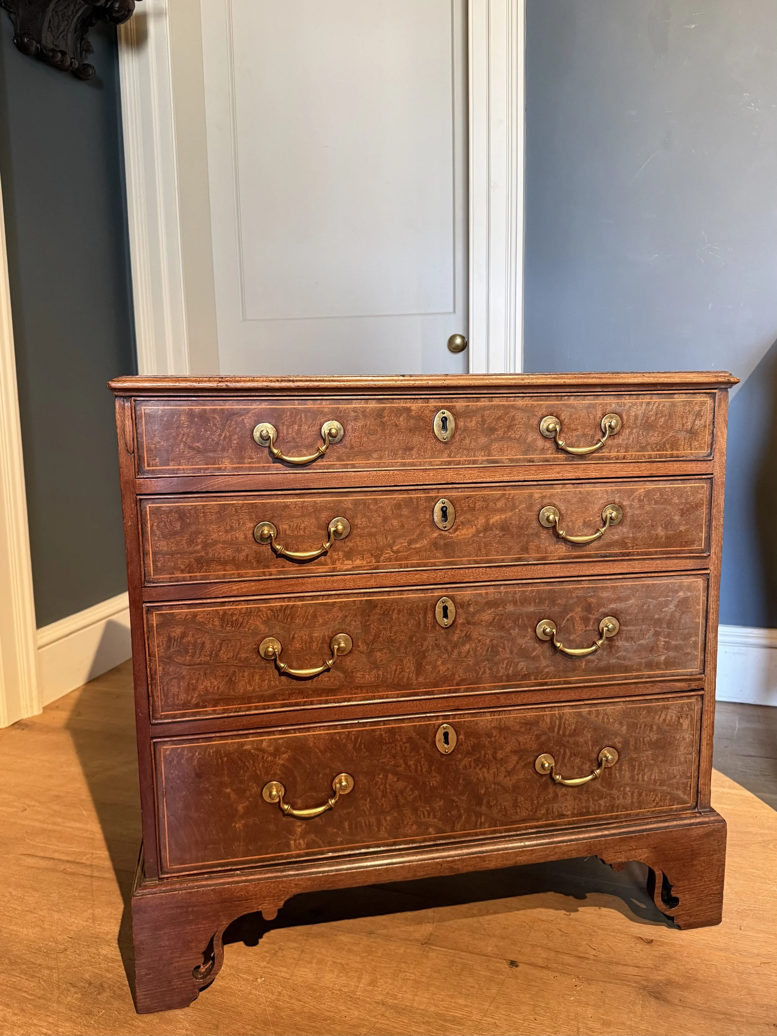A small mahogany chest of drawers circa 1770