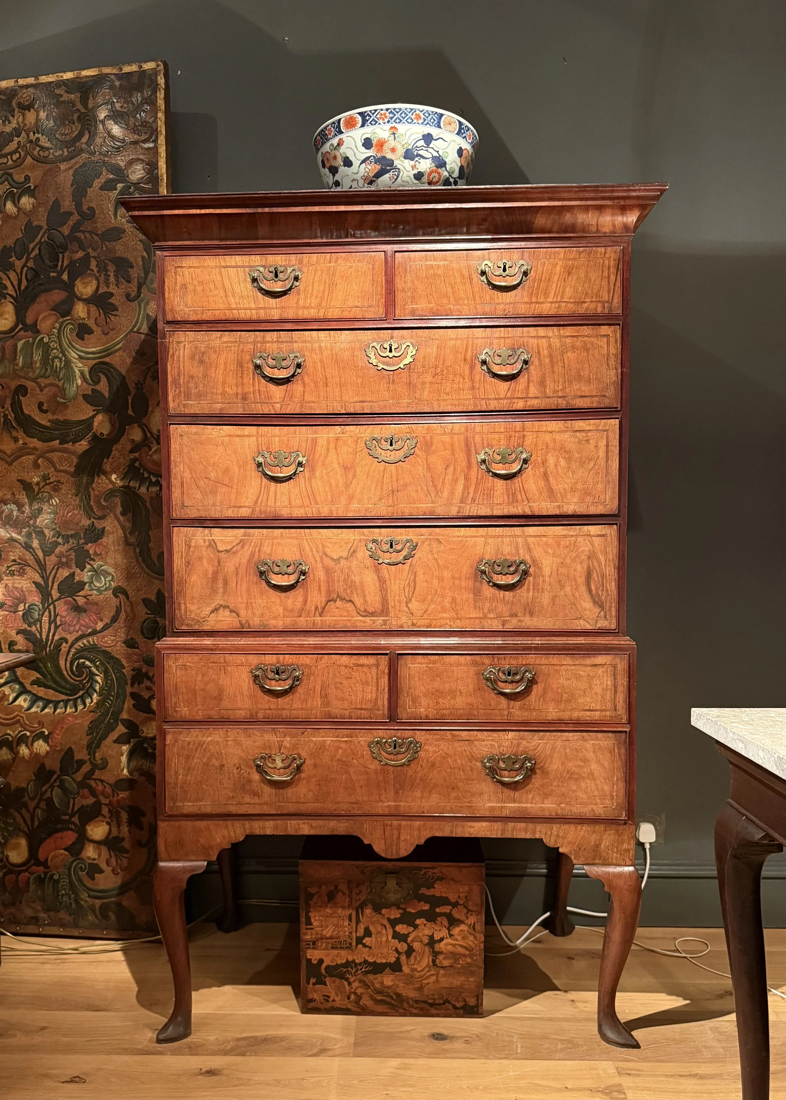 A veneered walnut chest on stand circa 1740