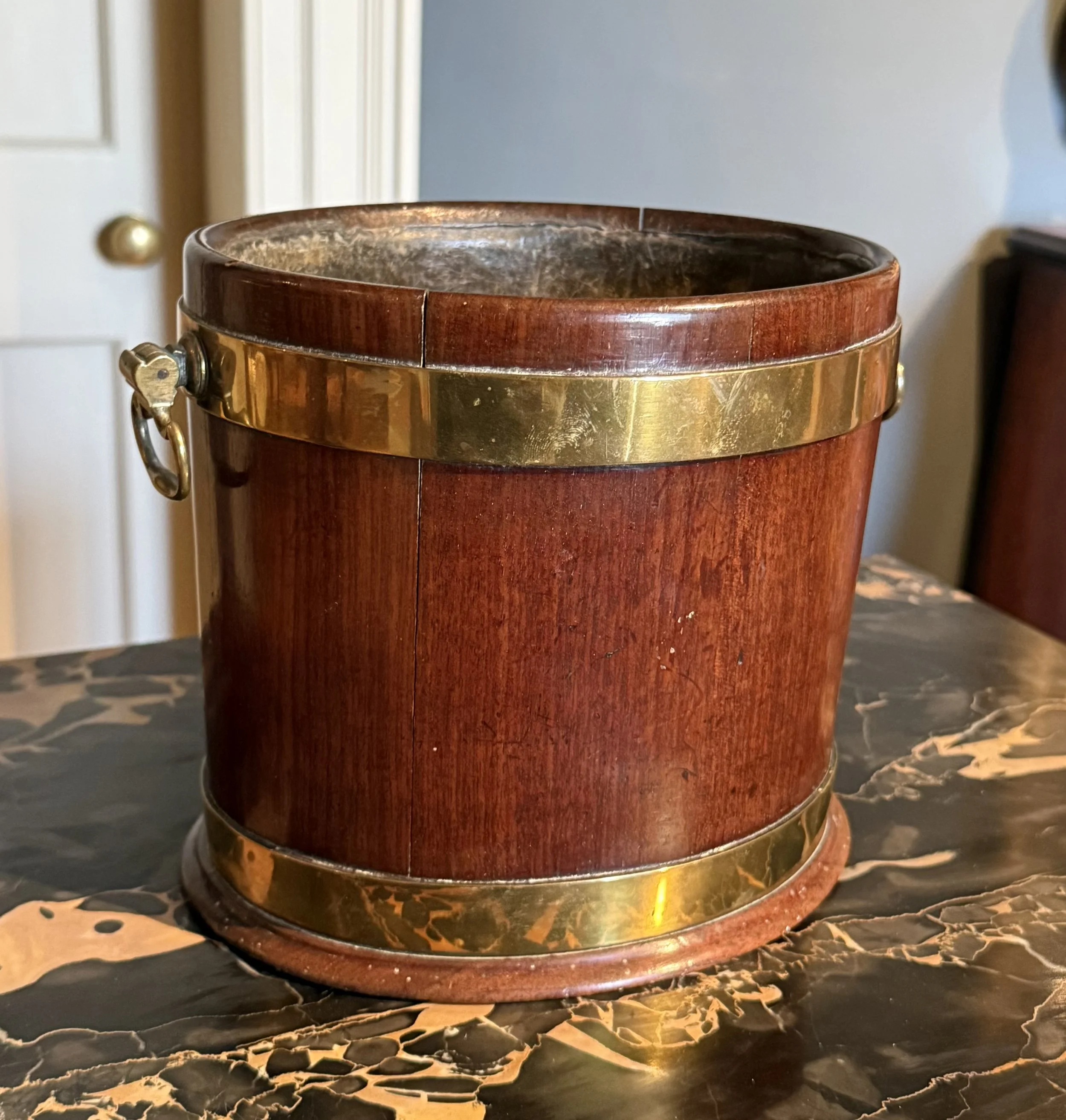 A small mahogany brass bound wine cooler Circa 1780
