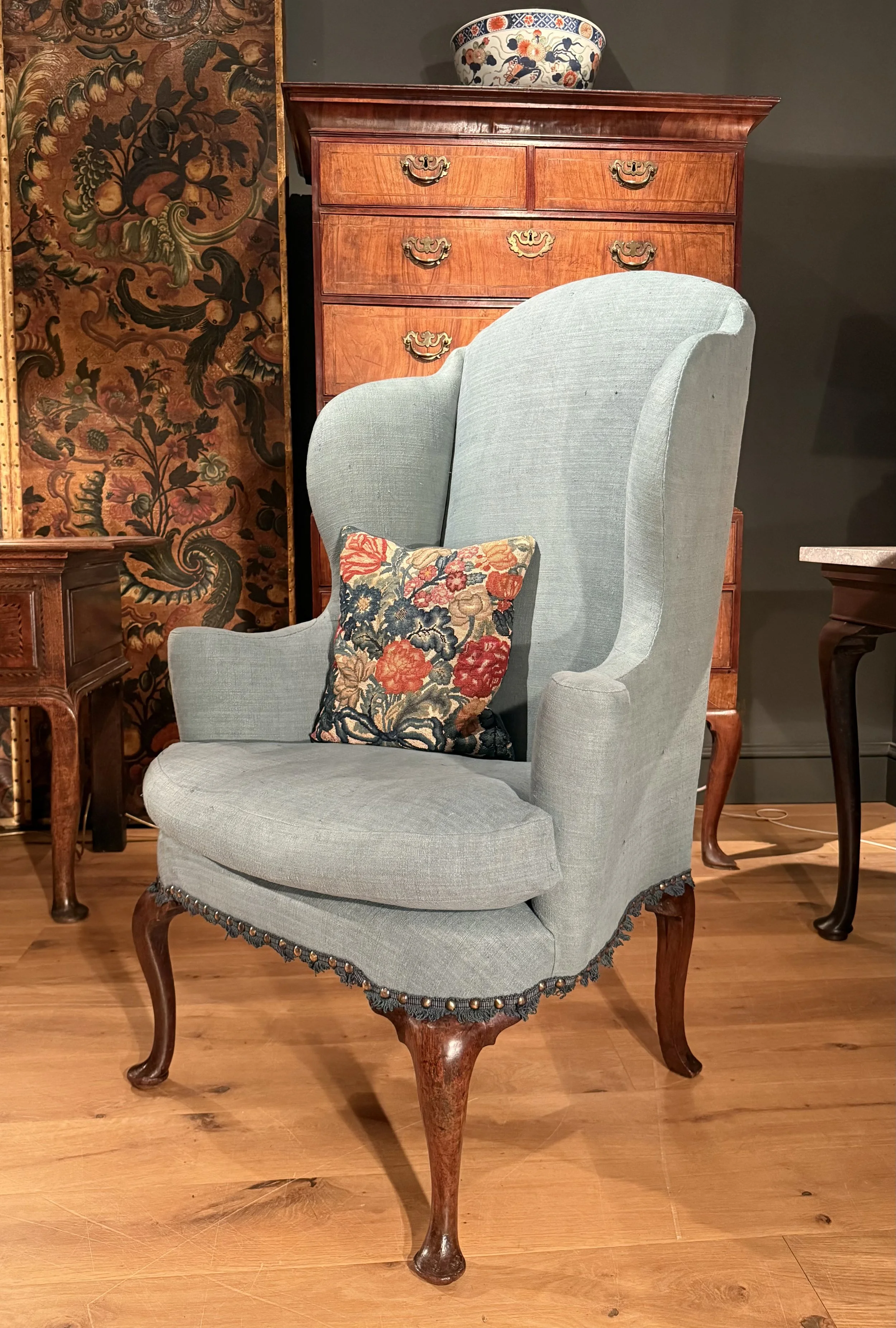 A George II wing chair circa 1730